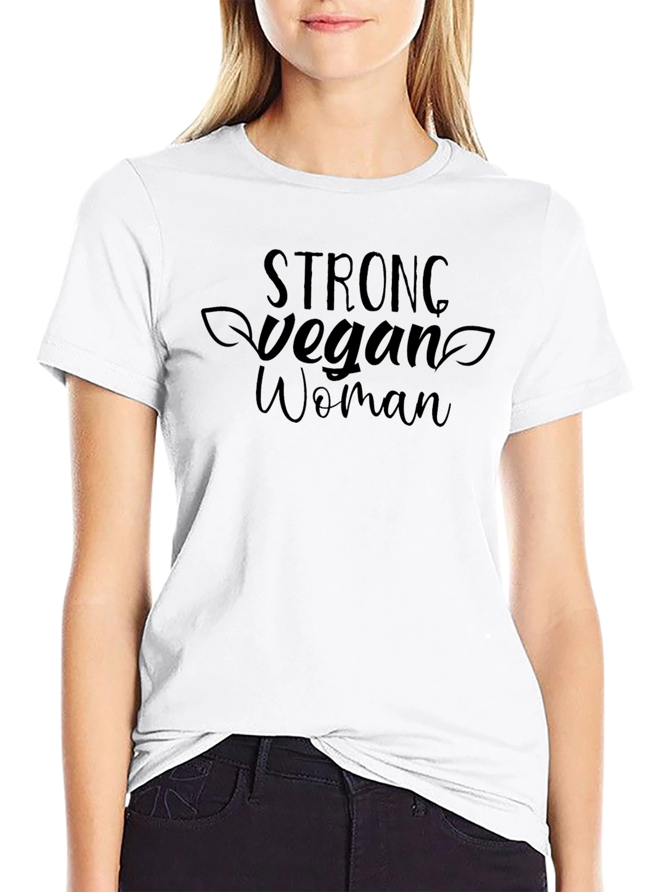 Strong Vegan Woman Black T-Shirt
