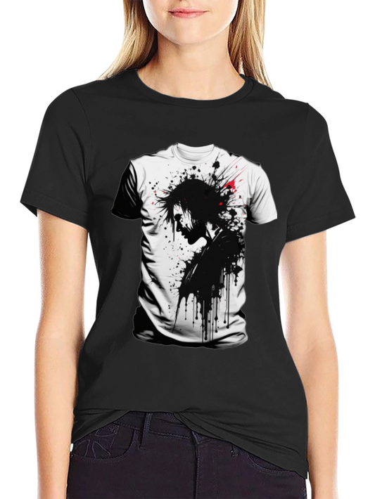 Edgy Ink Splatter Graphic Tee - Black