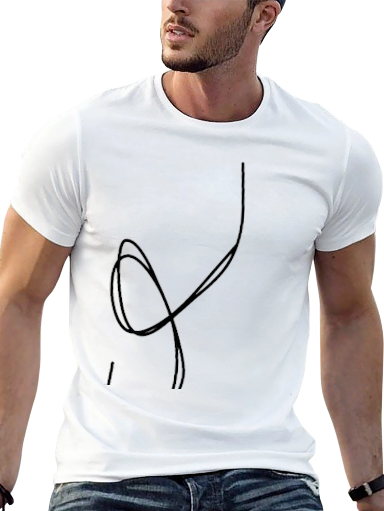 Modern Graphic Tee - Black Crew Neck Cotton Shirt