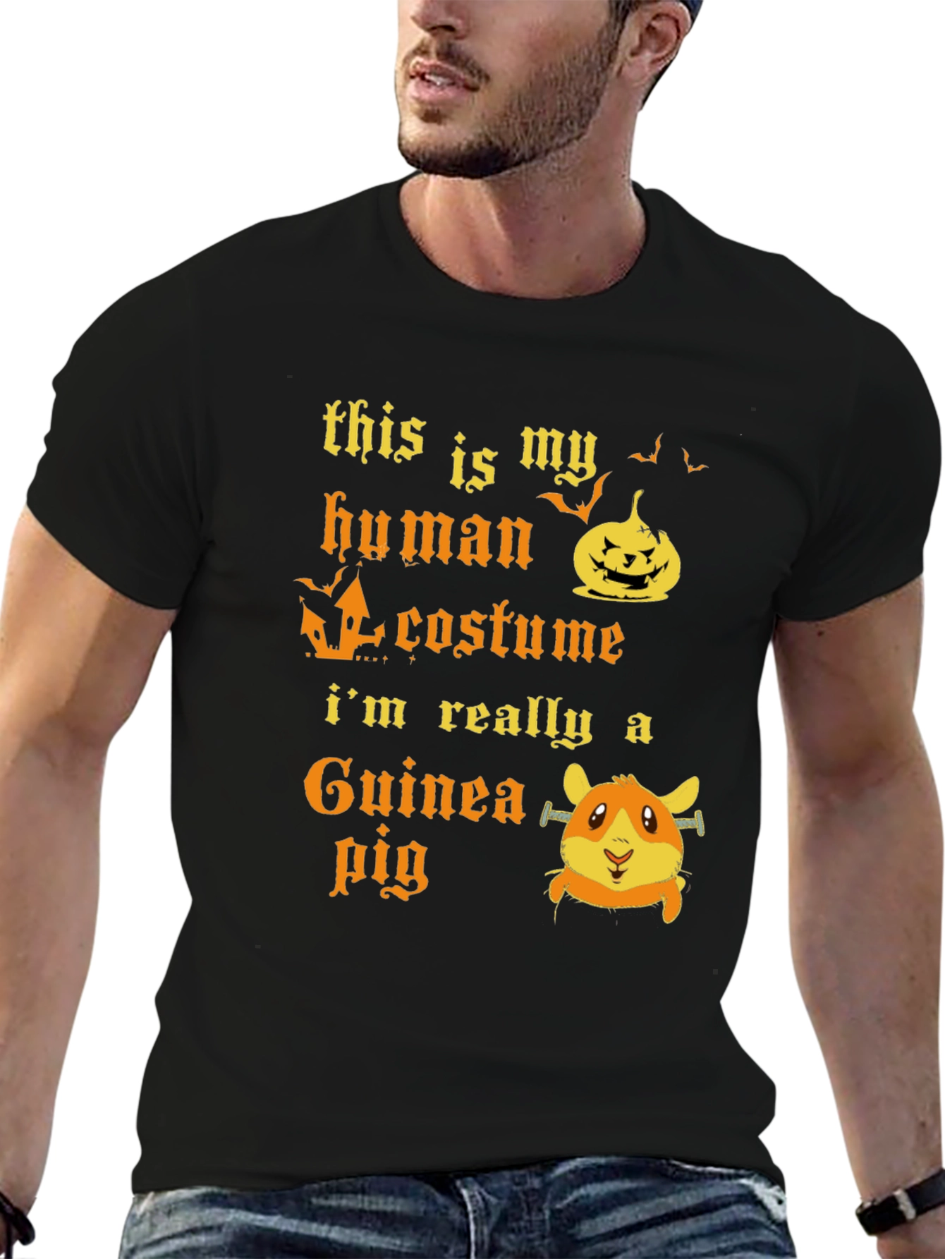 Human Costume Guinea Pig Halloween Graphic Tee