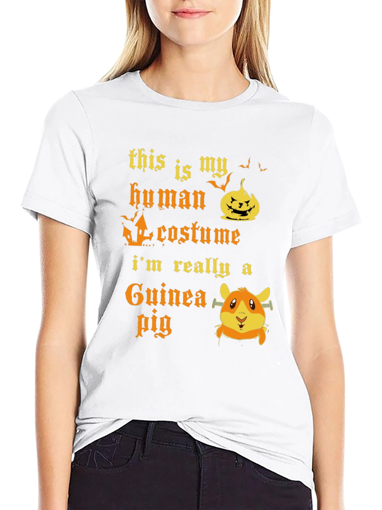 Human Costume Guinea Pig Halloween Graphic Tee