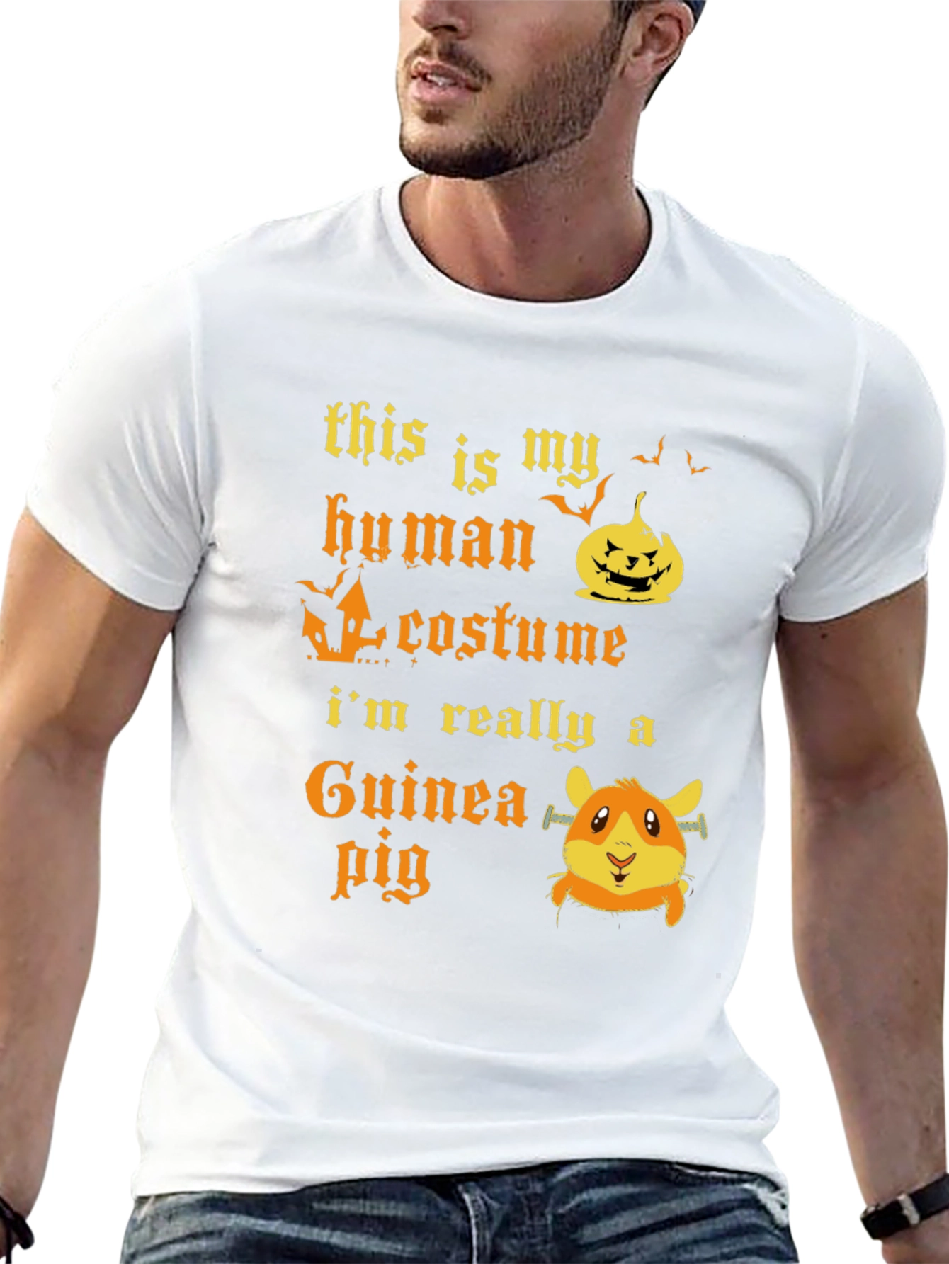 Human Costume Guinea Pig Halloween Graphic Tee