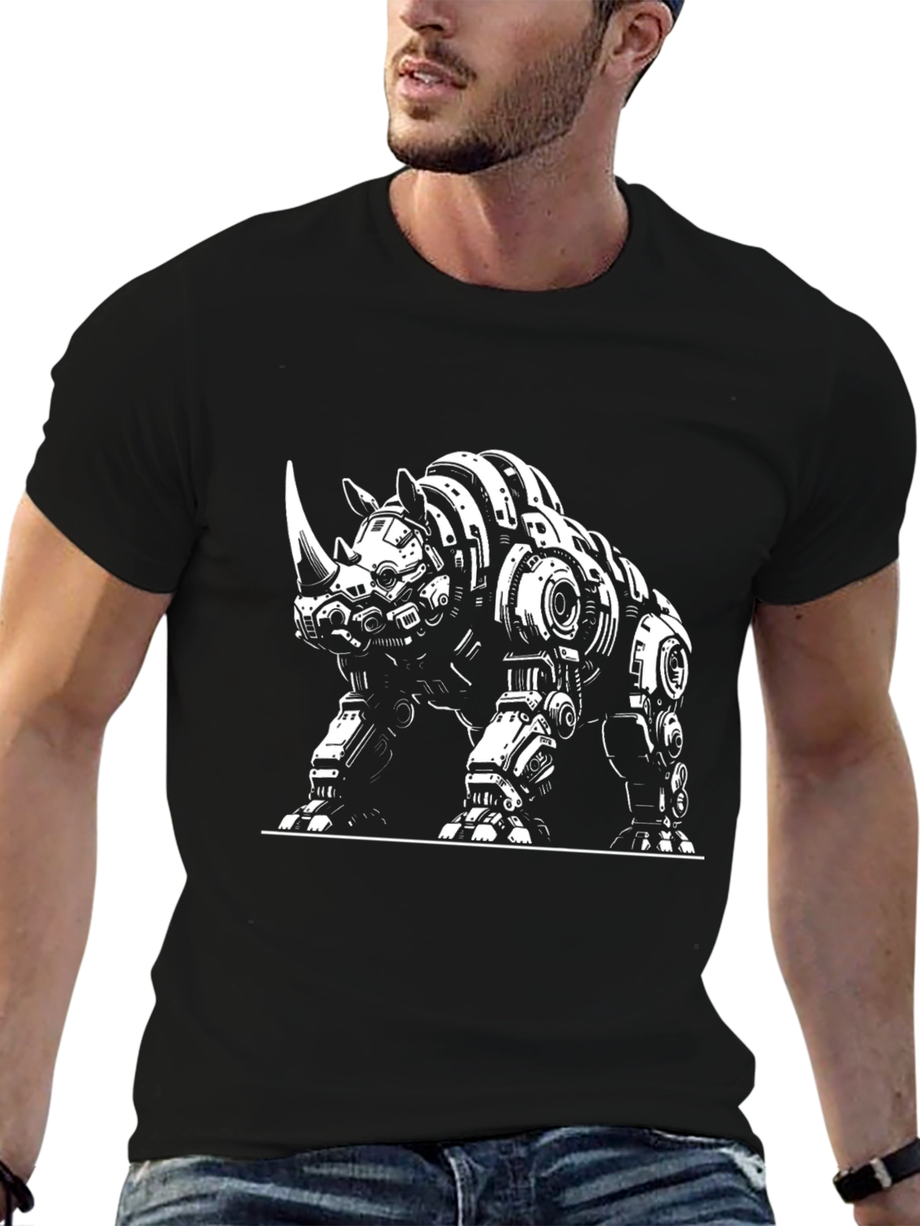 Robotic Rhino Graphic Tee - Black