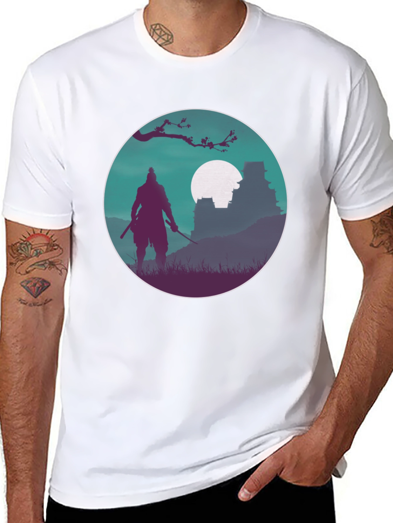 Samurai Silhouette T-Shirt - Artistic Graphic Tee