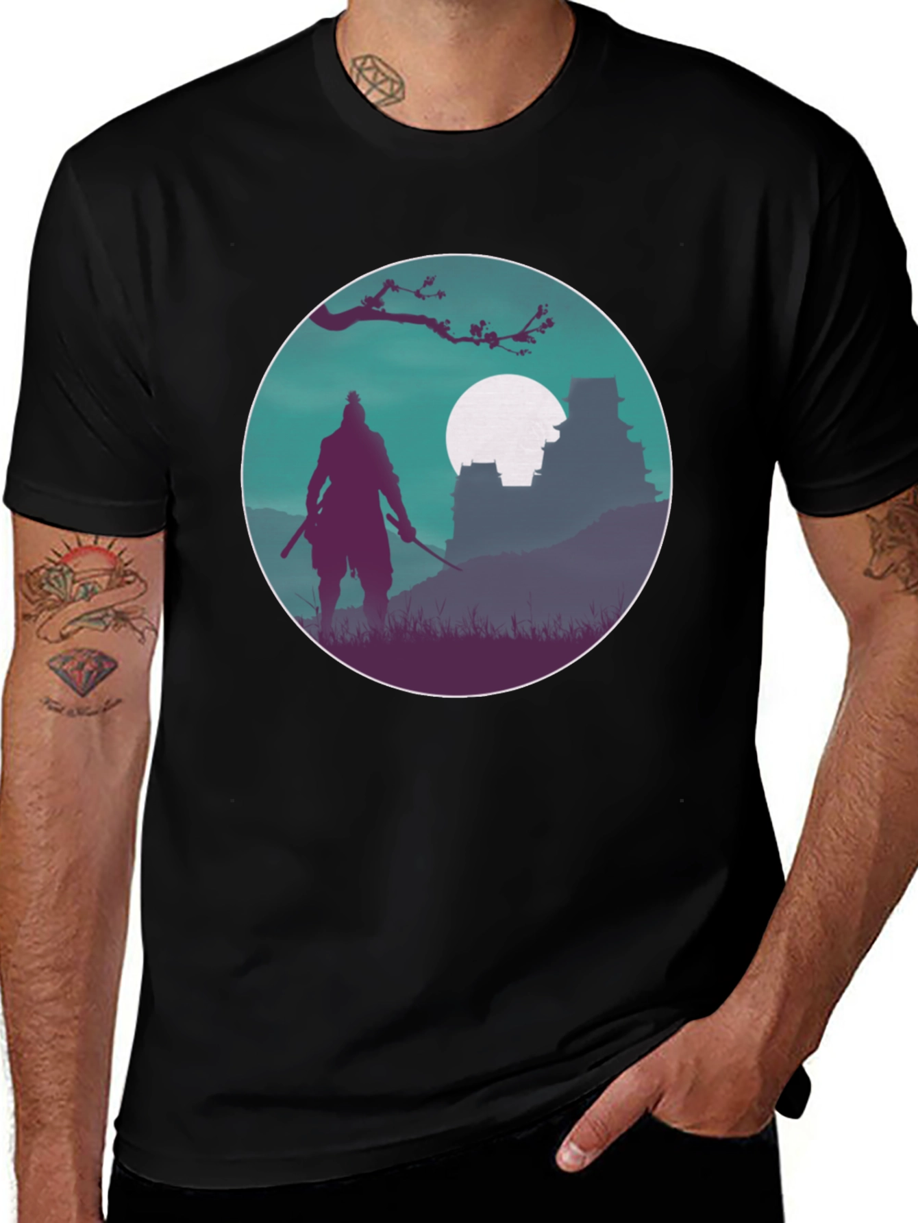Samurai Silhouette T-Shirt - Artistic Graphic Tee