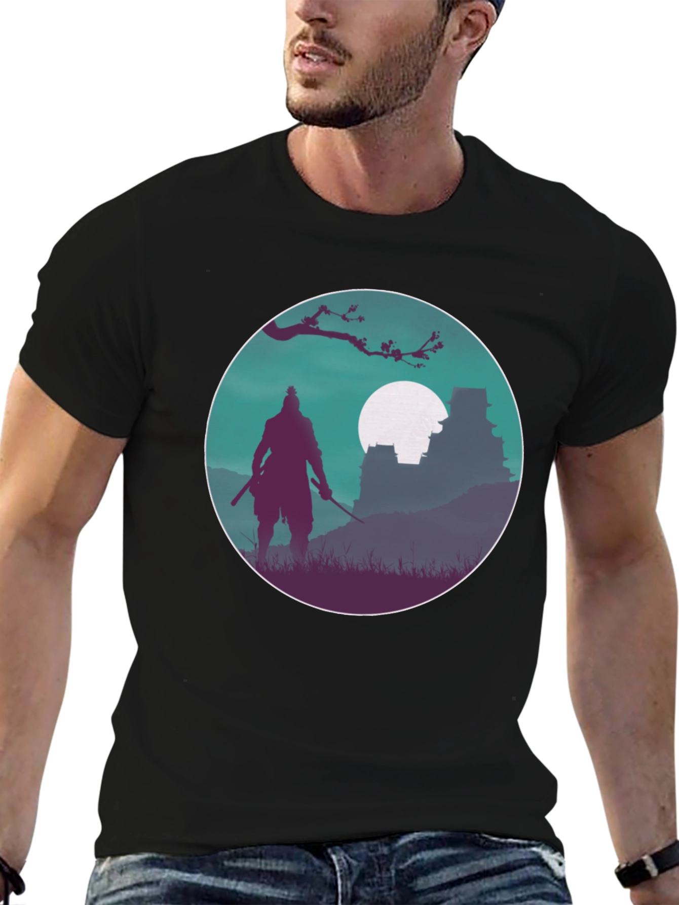 Samurai Silhouette T-Shirt - Artistic Graphic Tee