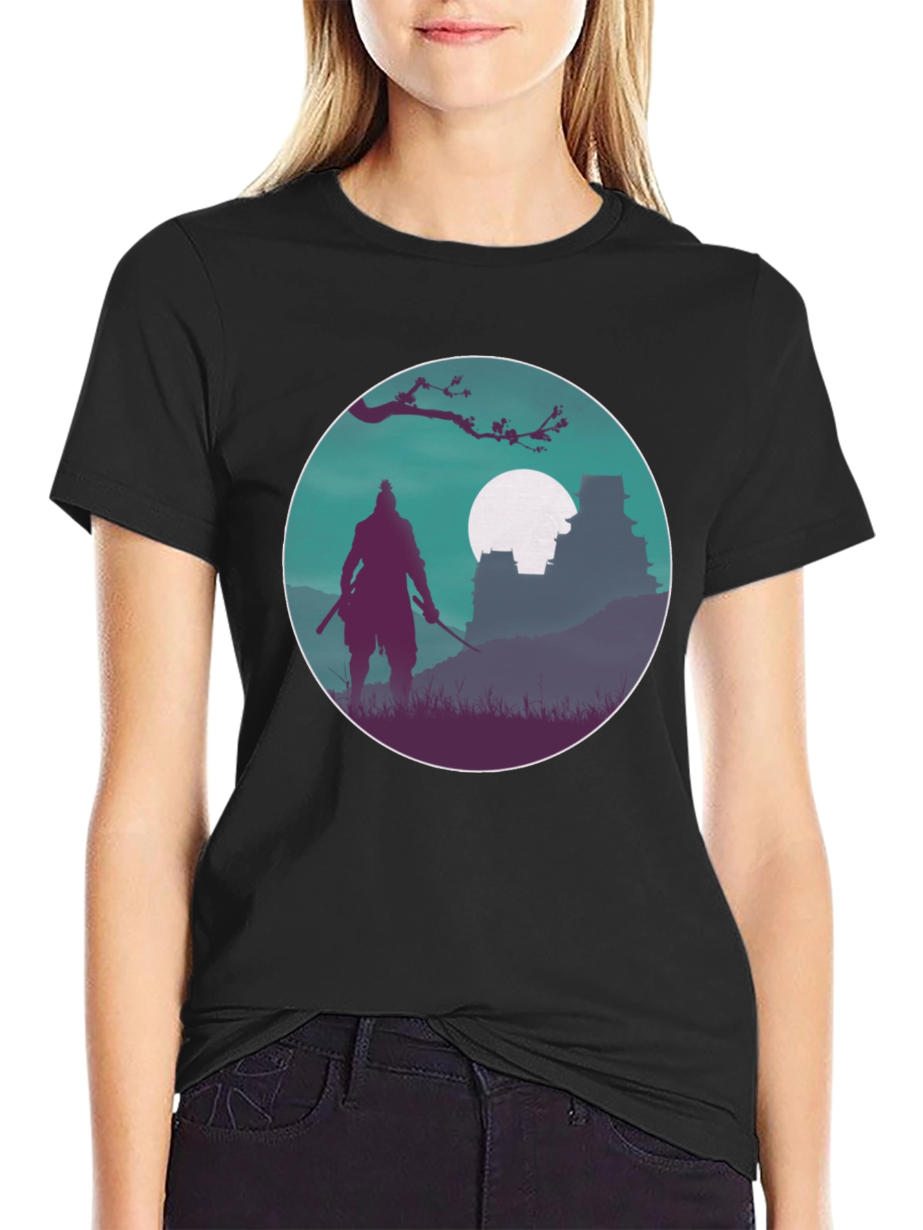 Samurai Silhouette T-Shirt - Artistic Graphic Tee