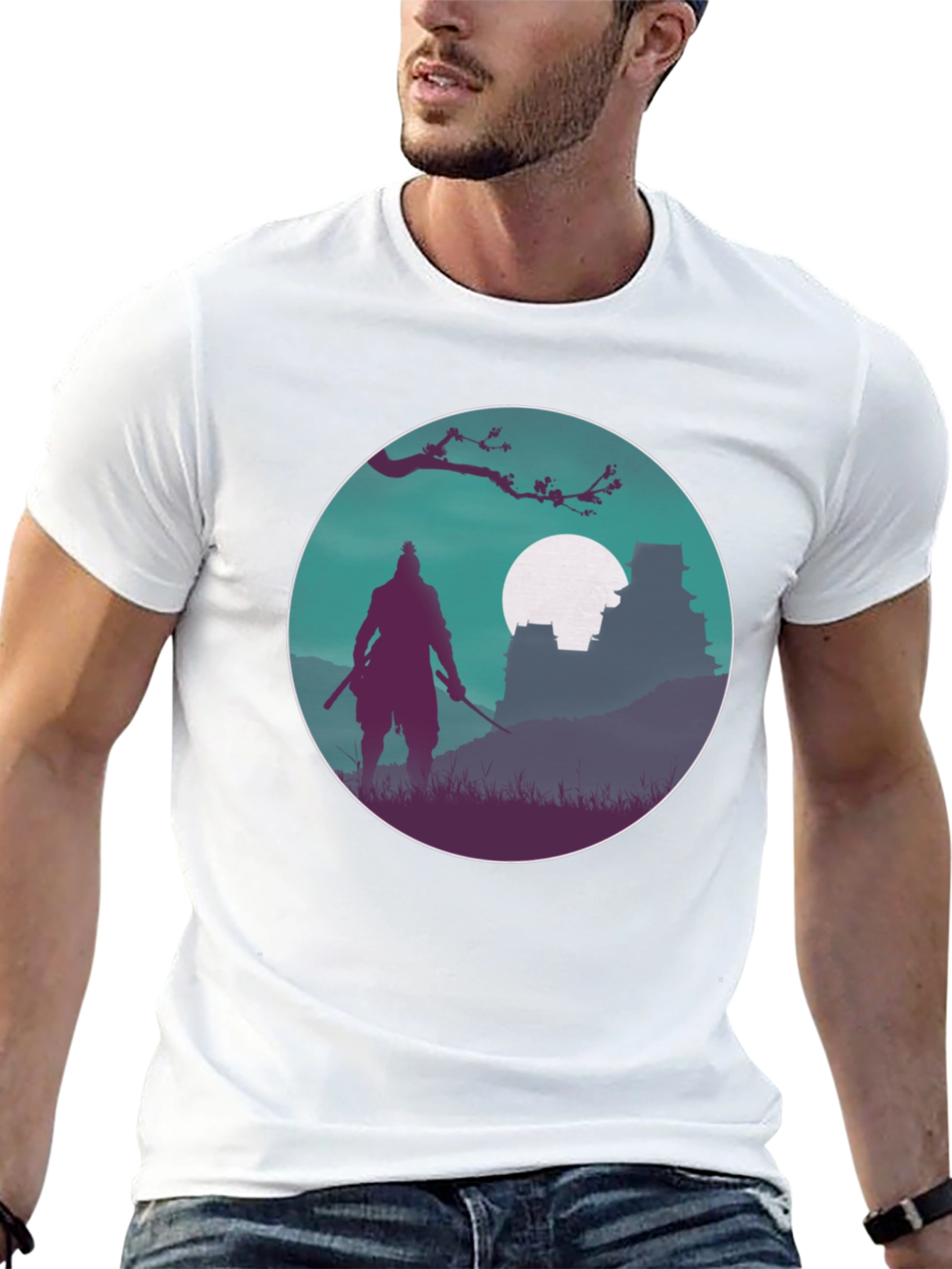 Samurai Silhouette T-Shirt - Artistic Graphic Tee