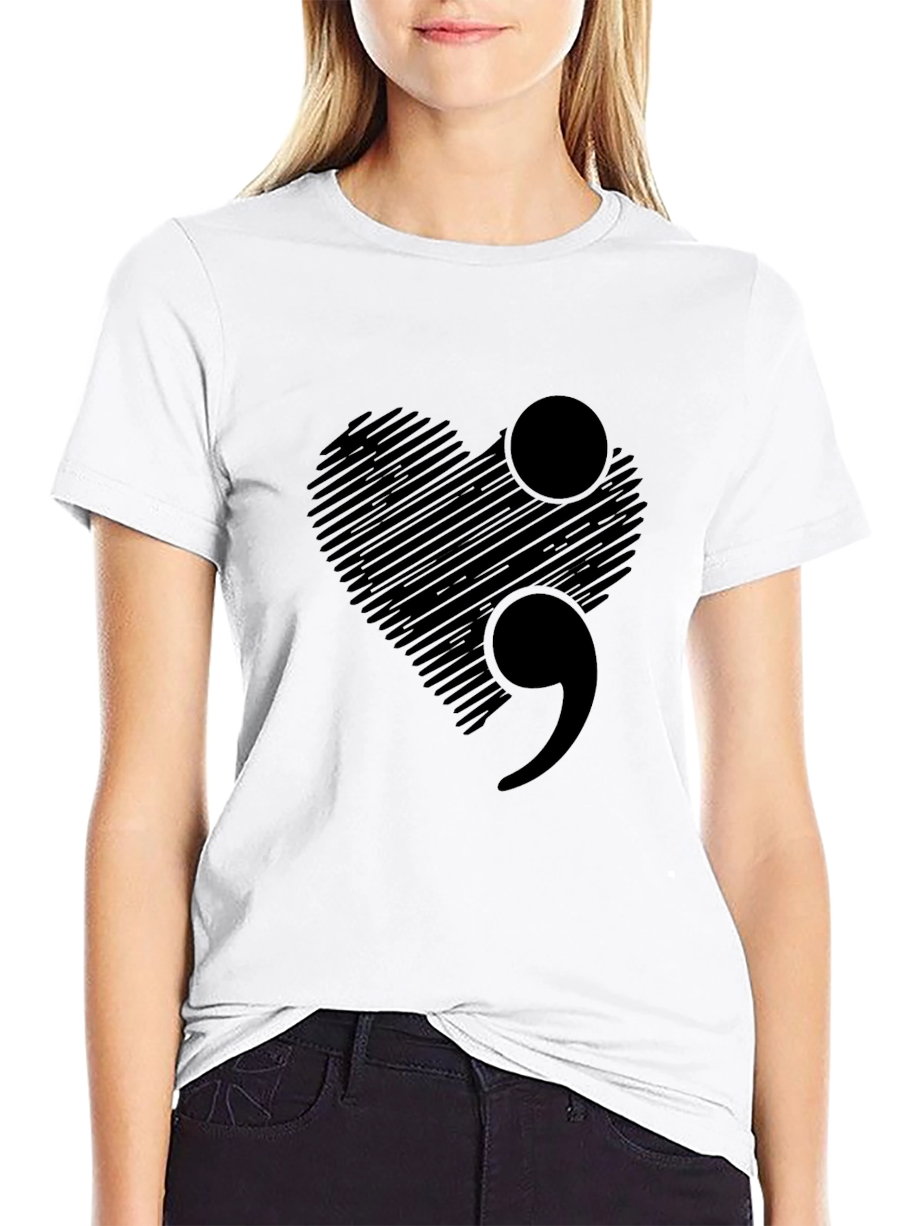 Semicolon Heart Graphic Tee - Mental Health Awareness T-Shirt