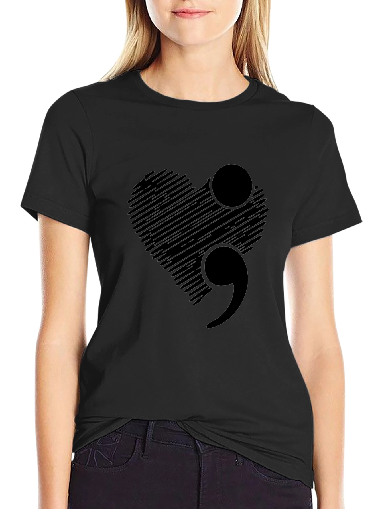 Semicolon Heart Graphic Tee - Mental Health Awareness T-Shirt