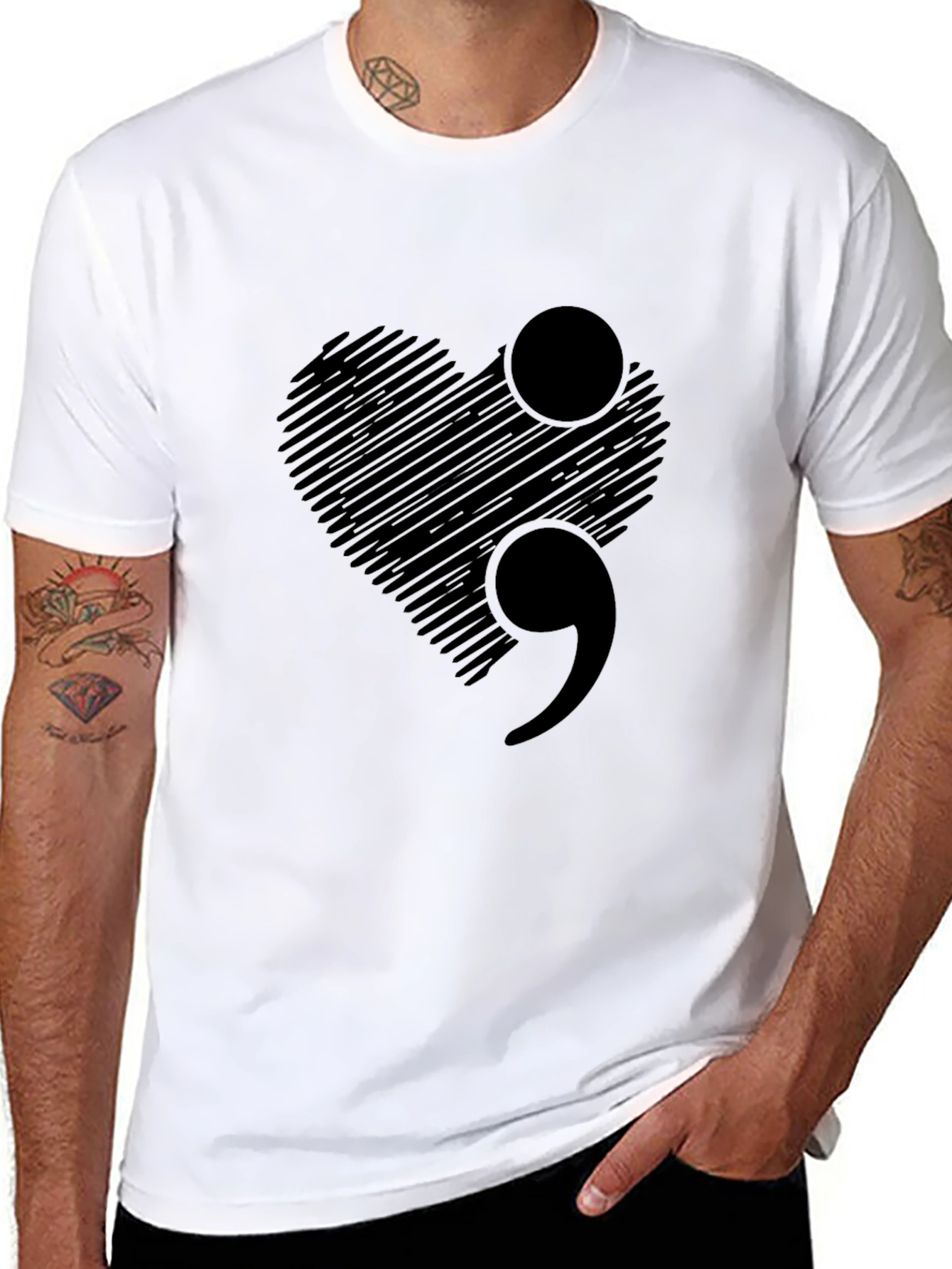 Semicolon Heart Graphic Tee - Mental Health Awareness T-Shirt