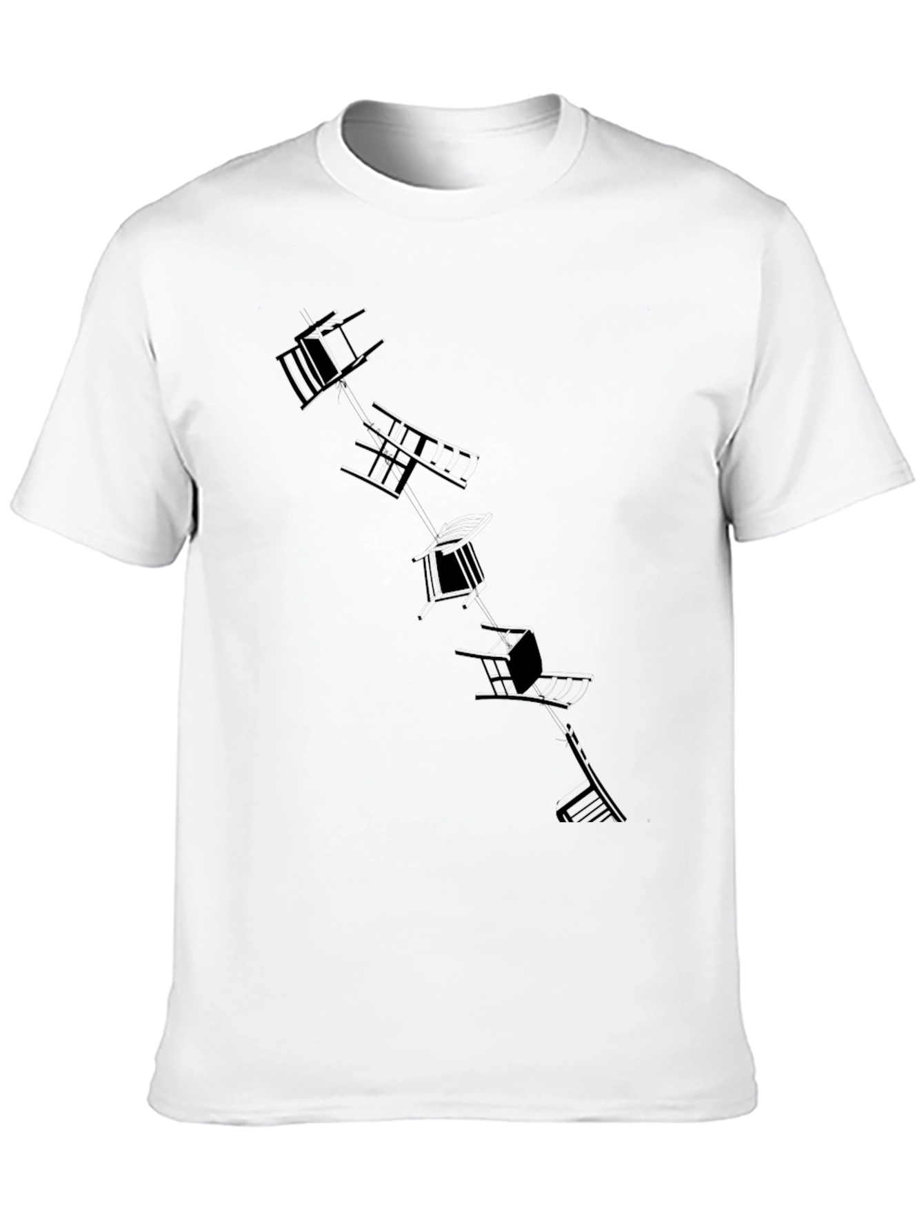 Abstract Chairs Graphic Black T-Shirt