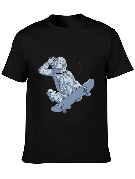 Astronaut Skateboarder Graphic Tee - Black