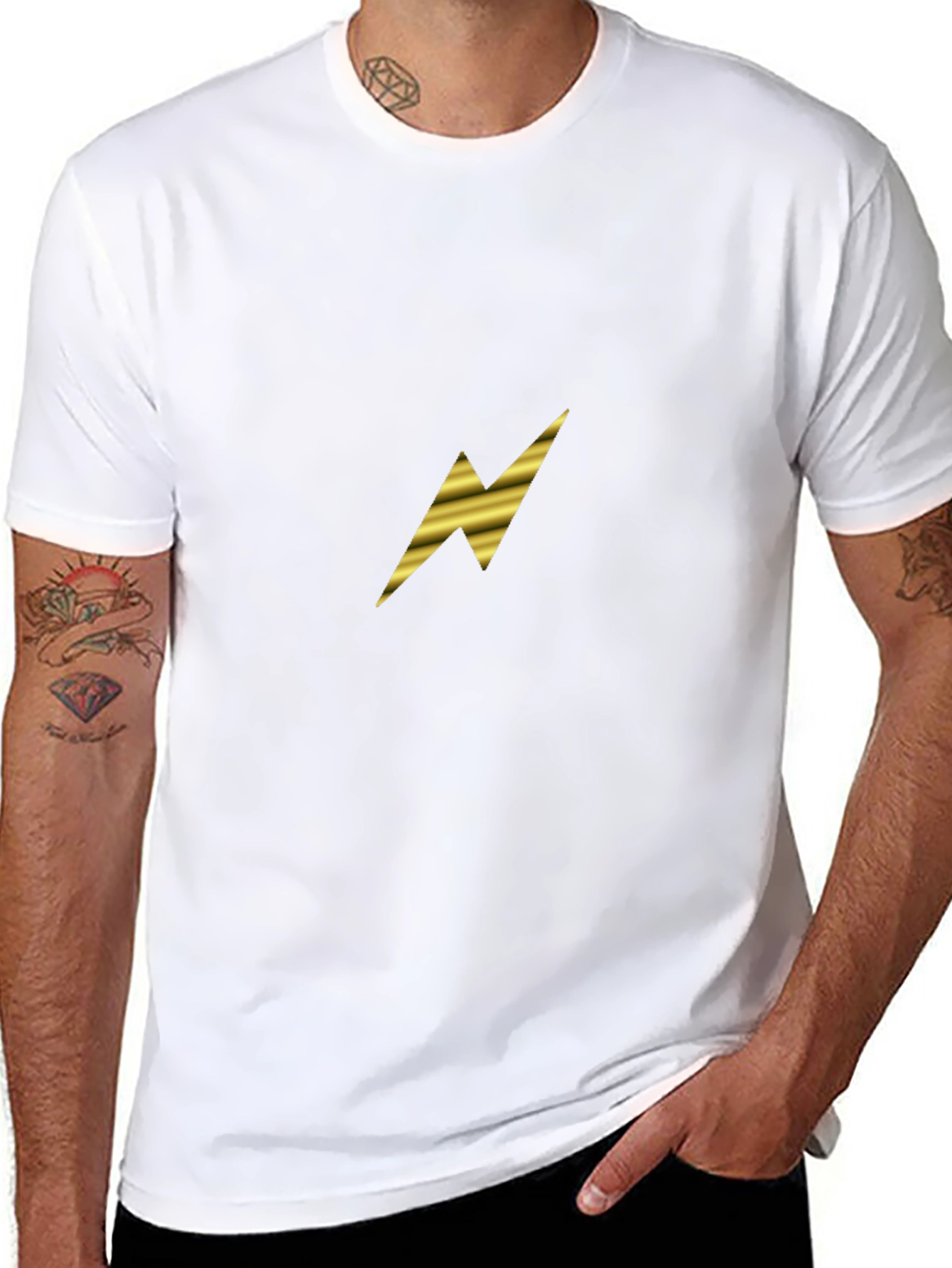 Gold Lightning Bolt Black T-Shirt