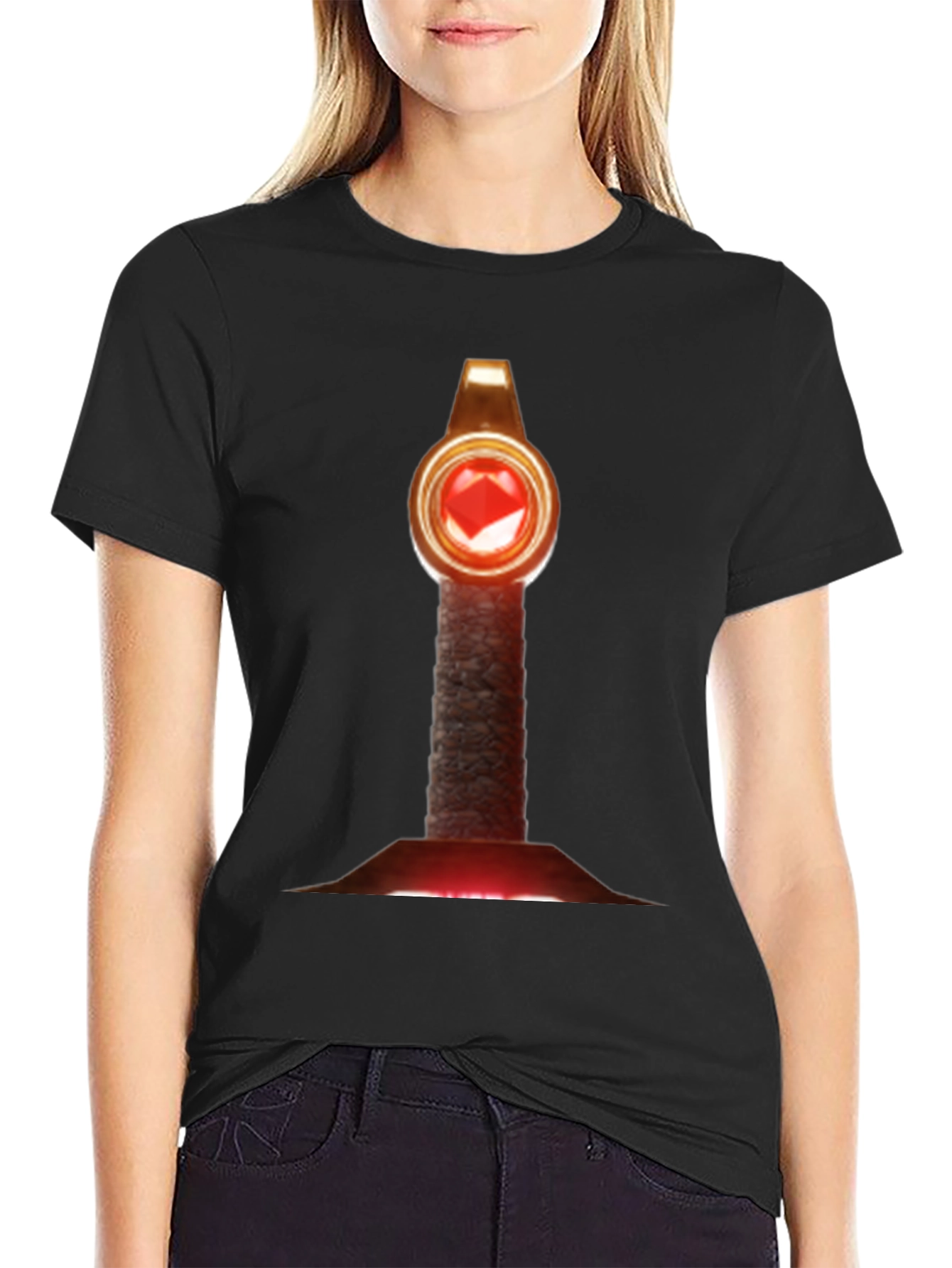 Enchanting Gemstone Staff T-Shirt - Mystic Design