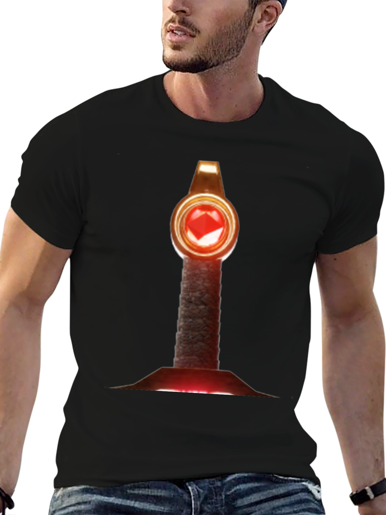 Enchanting Gemstone Staff T-Shirt - Mystic Design