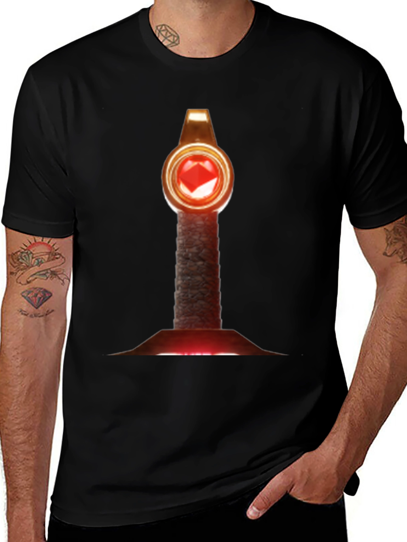 Enchanting Gemstone Staff T-Shirt - Mystic Design