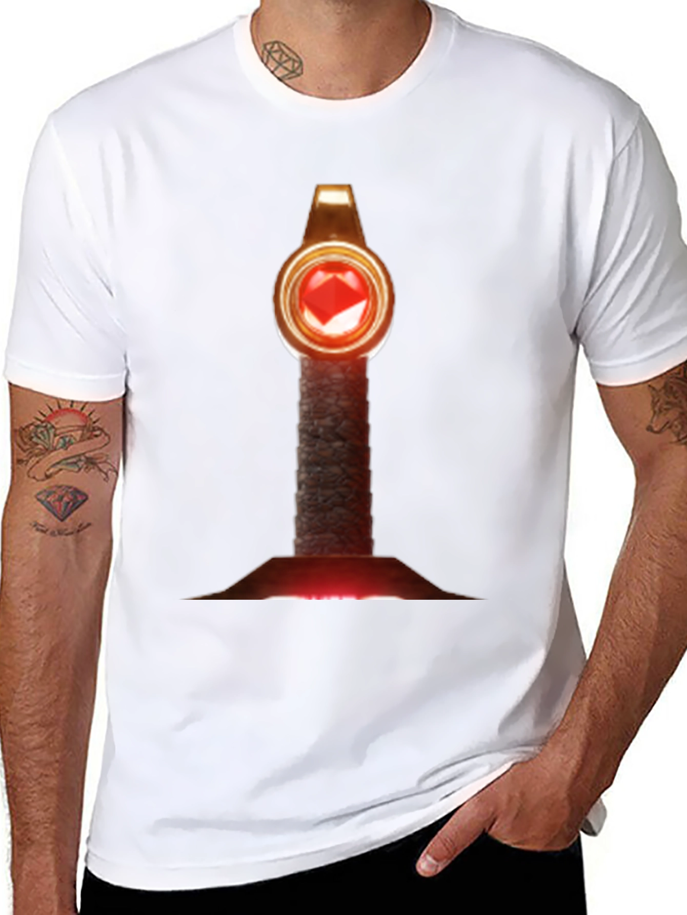 Enchanting Gemstone Staff T-Shirt - Mystic Design