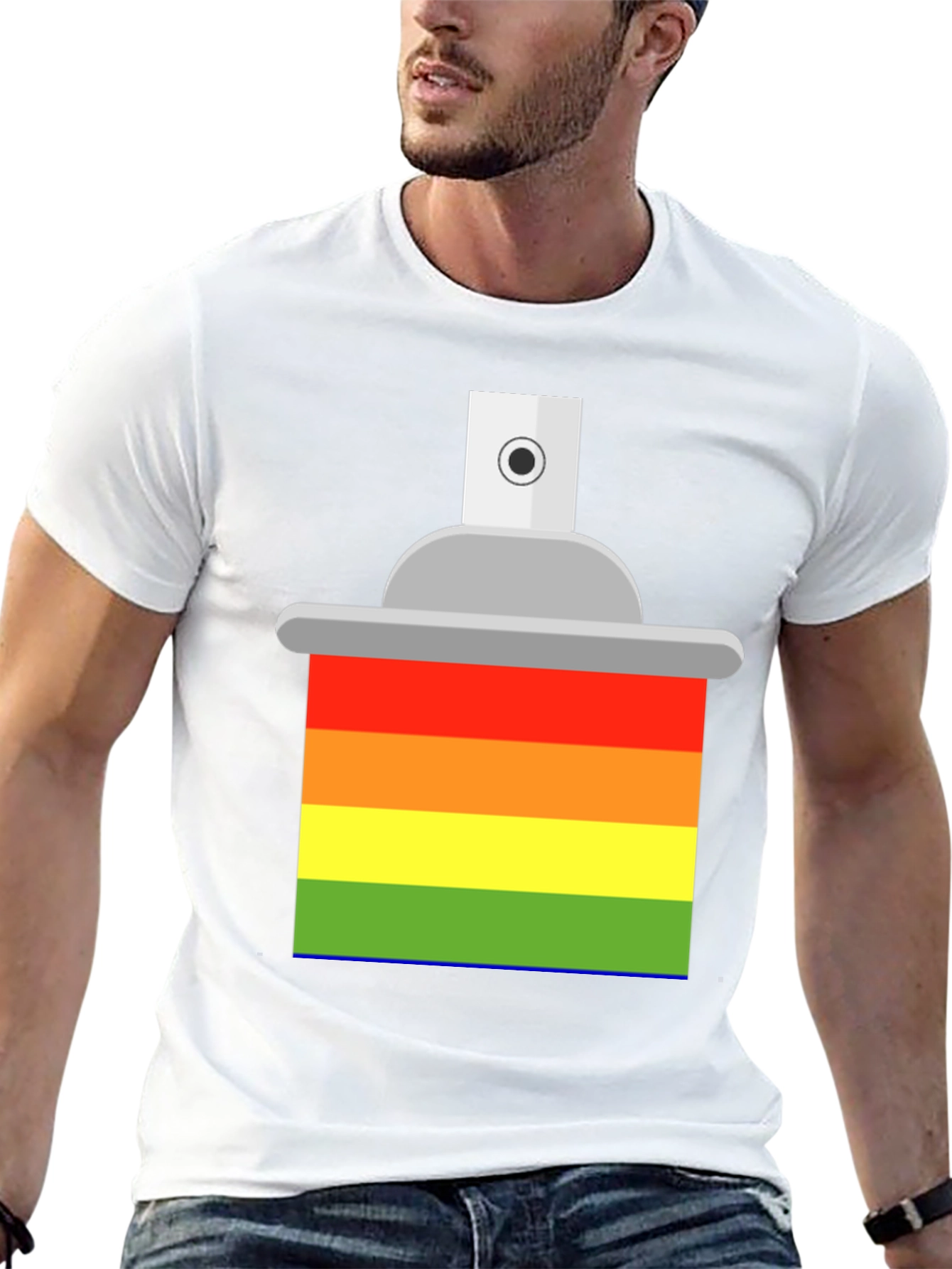 Rainbow Spray Paint Graphic Tee - Artistic Statement