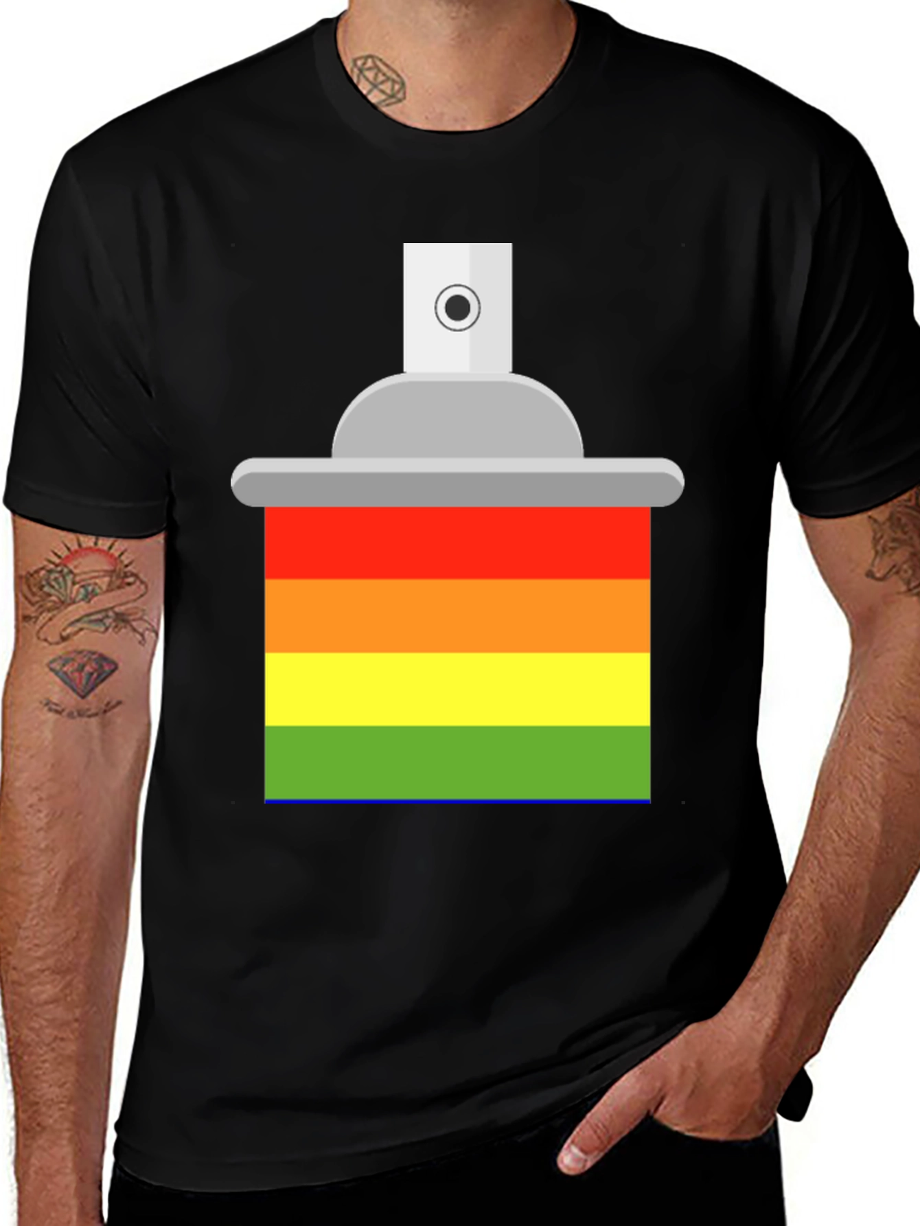 Rainbow Spray Paint Graphic Tee - Artistic Statement