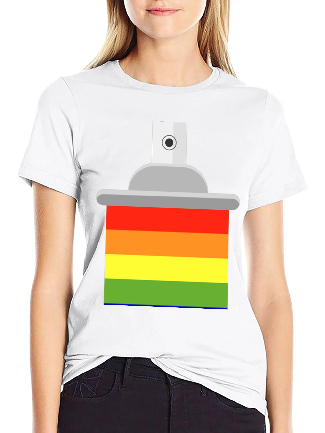 Rainbow Spray Paint Graphic Tee - Artistic Statement
