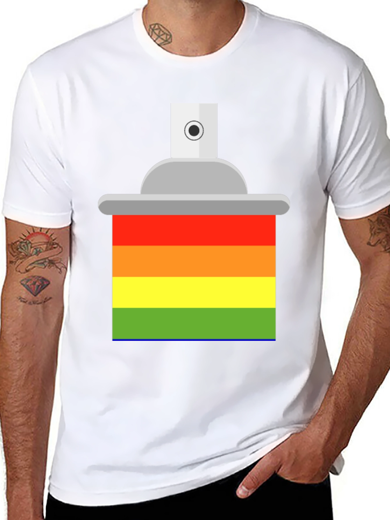 Rainbow Spray Paint Graphic Tee - Artistic Statement