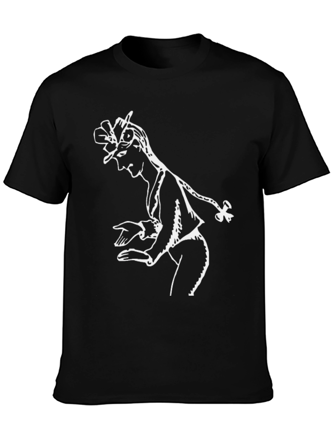 Stylish Black T-Shirt with White Dancer Graphic