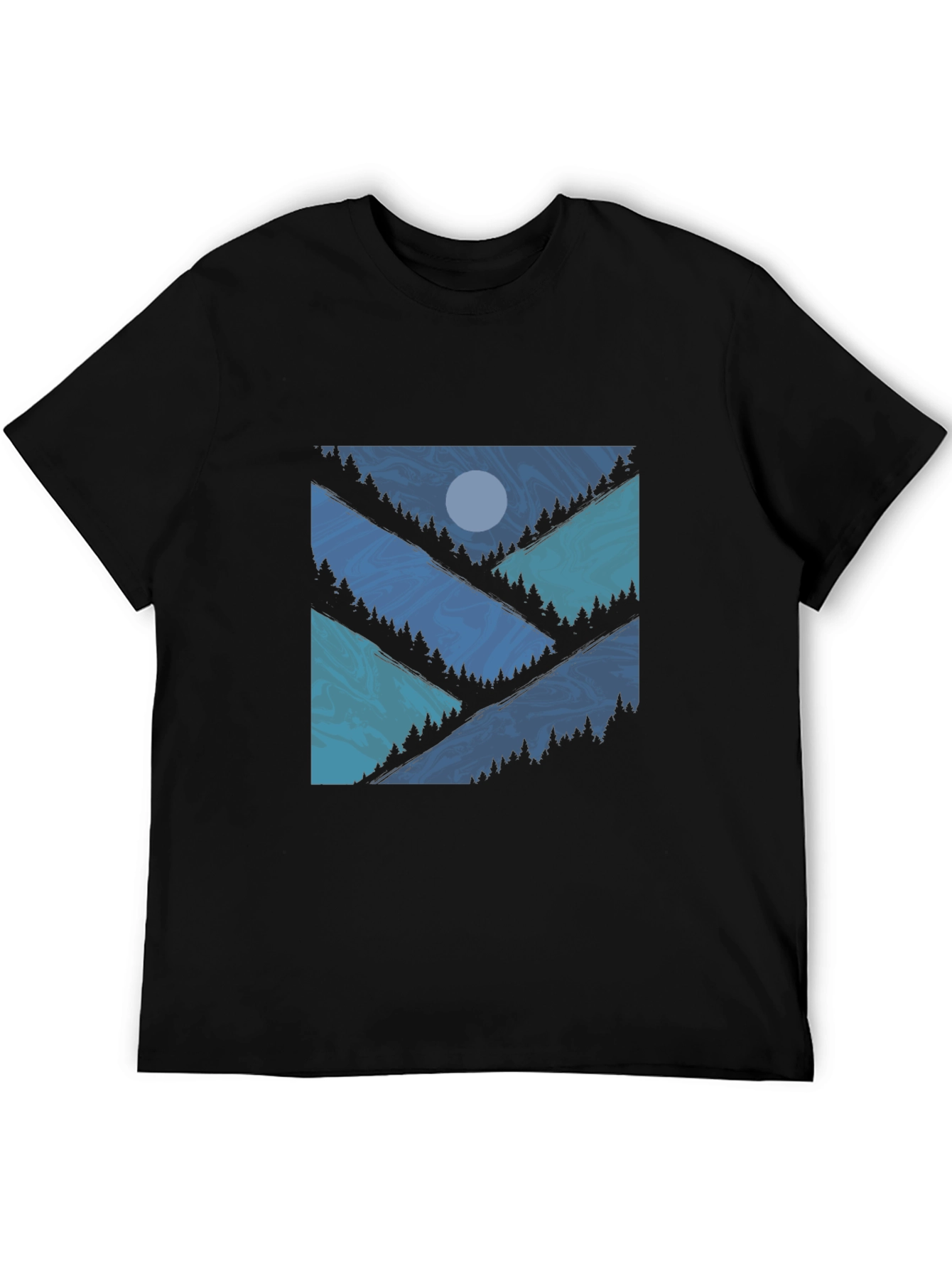 Mountainscape Graphic Tee - Black Cotton Blend