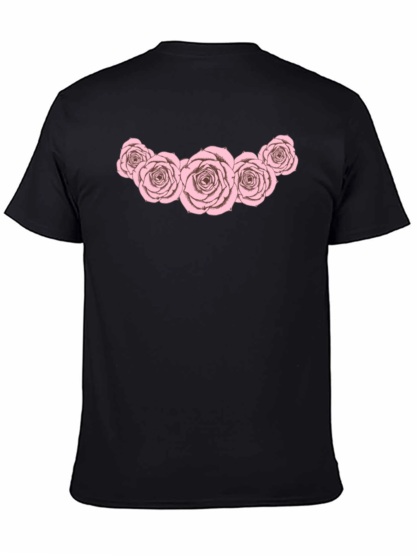 Floral Rose Graphic Black T-Shirt