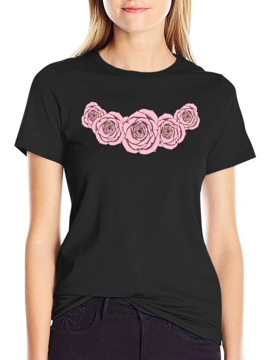 Floral Rose Graphic Black T-Shirt