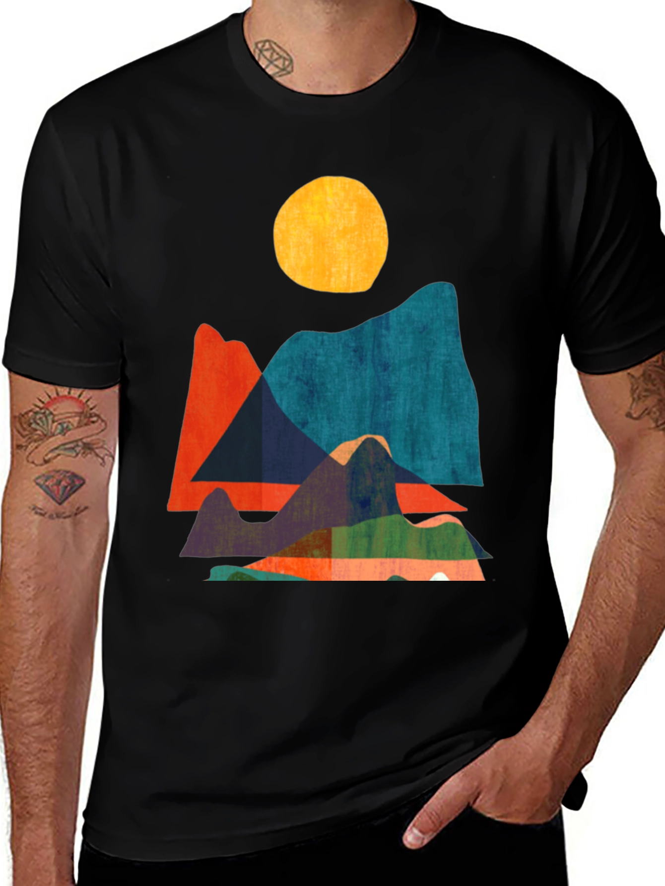 Abstract Mountain Graphic Tee - Modern Design