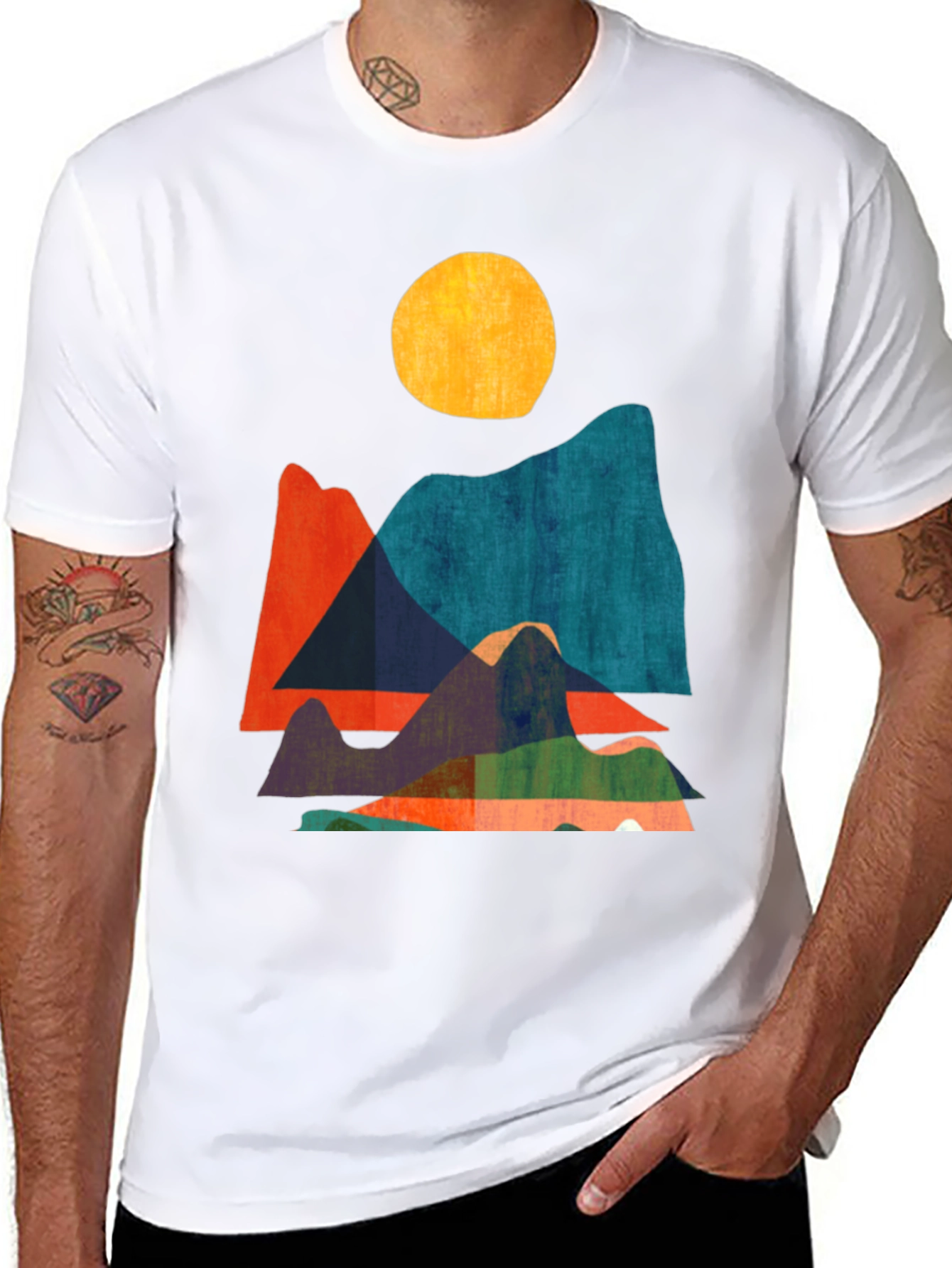 Abstract Mountain Graphic Tee - Modern Design
