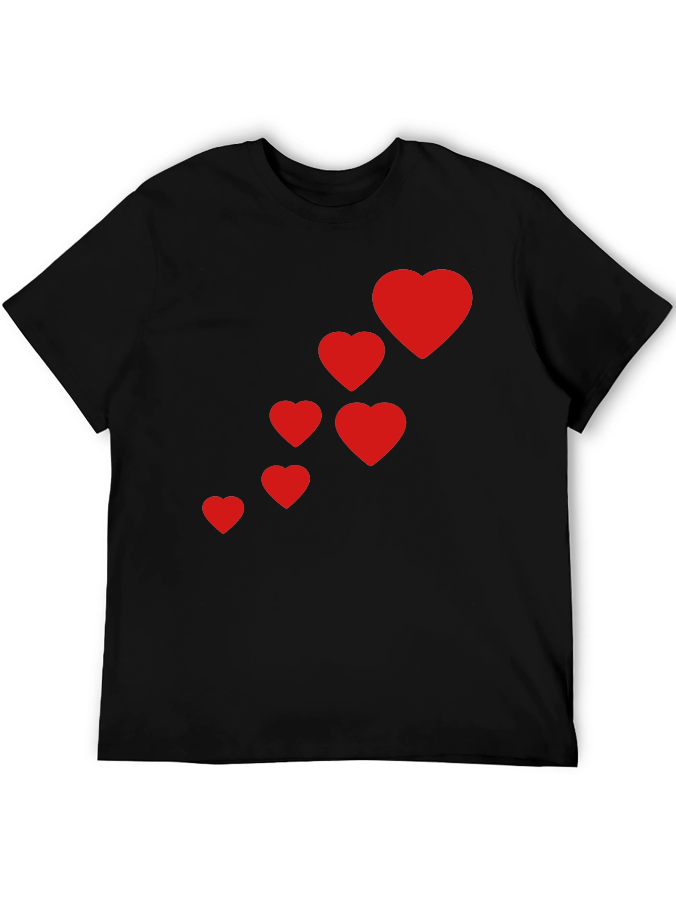 Mens Black T-Shirt with Red Heart Design