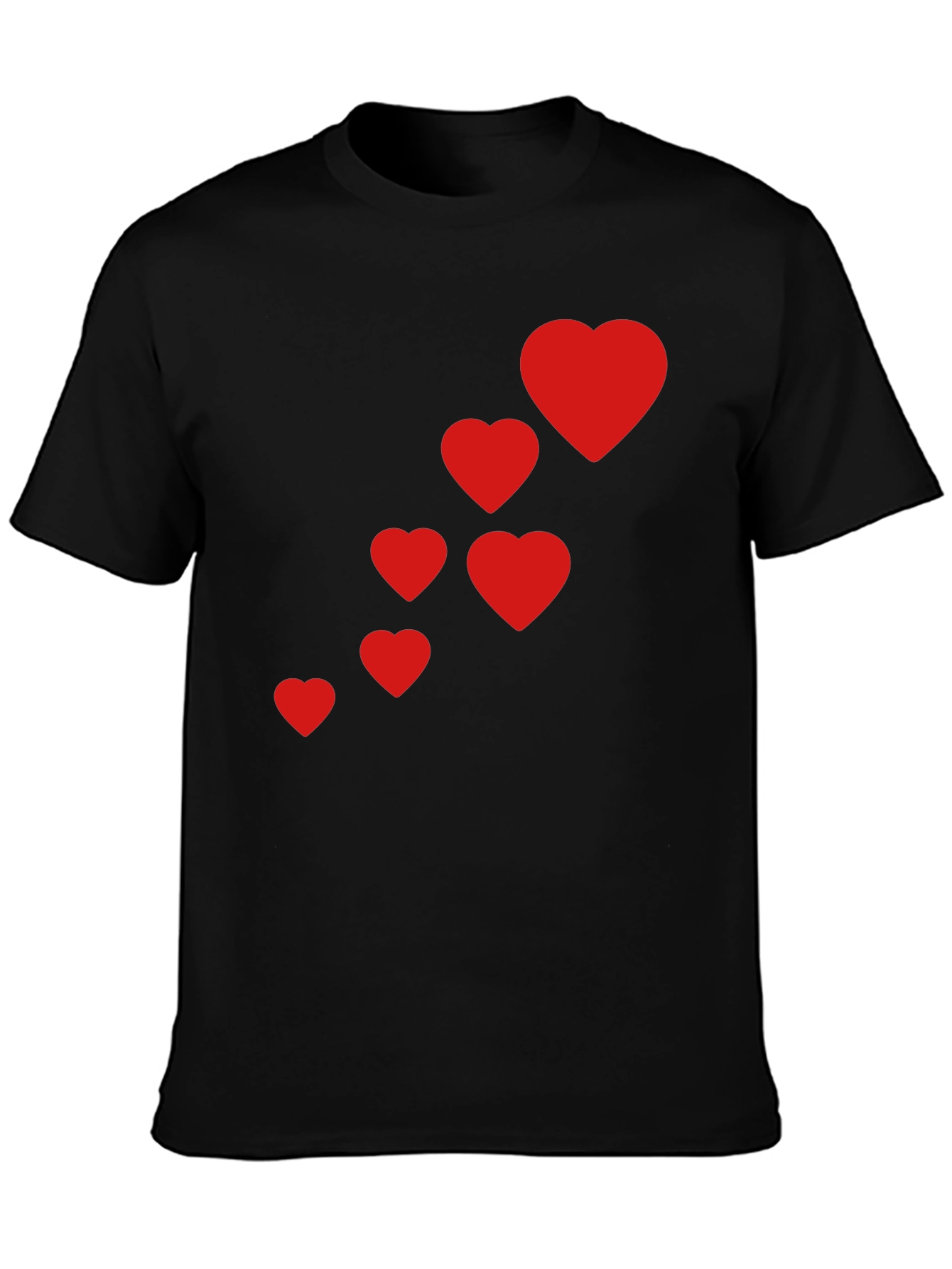 Mens Black T-Shirt with Red Heart Design