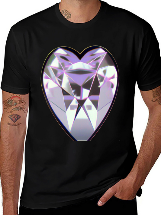 Heart Diamond Graphic Black Tee