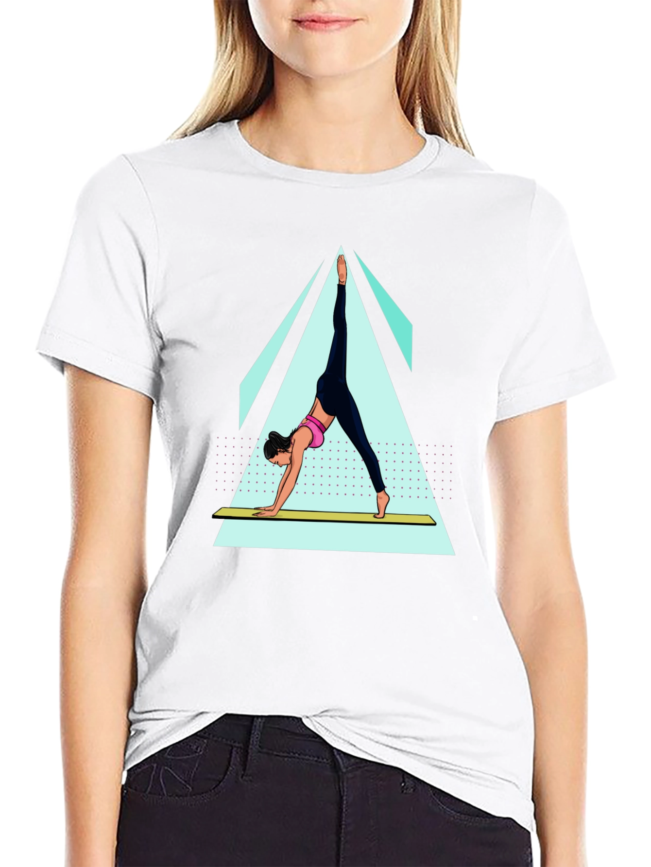 Yoga Pose Graphic Tee - Black Cotton Blend Shirt