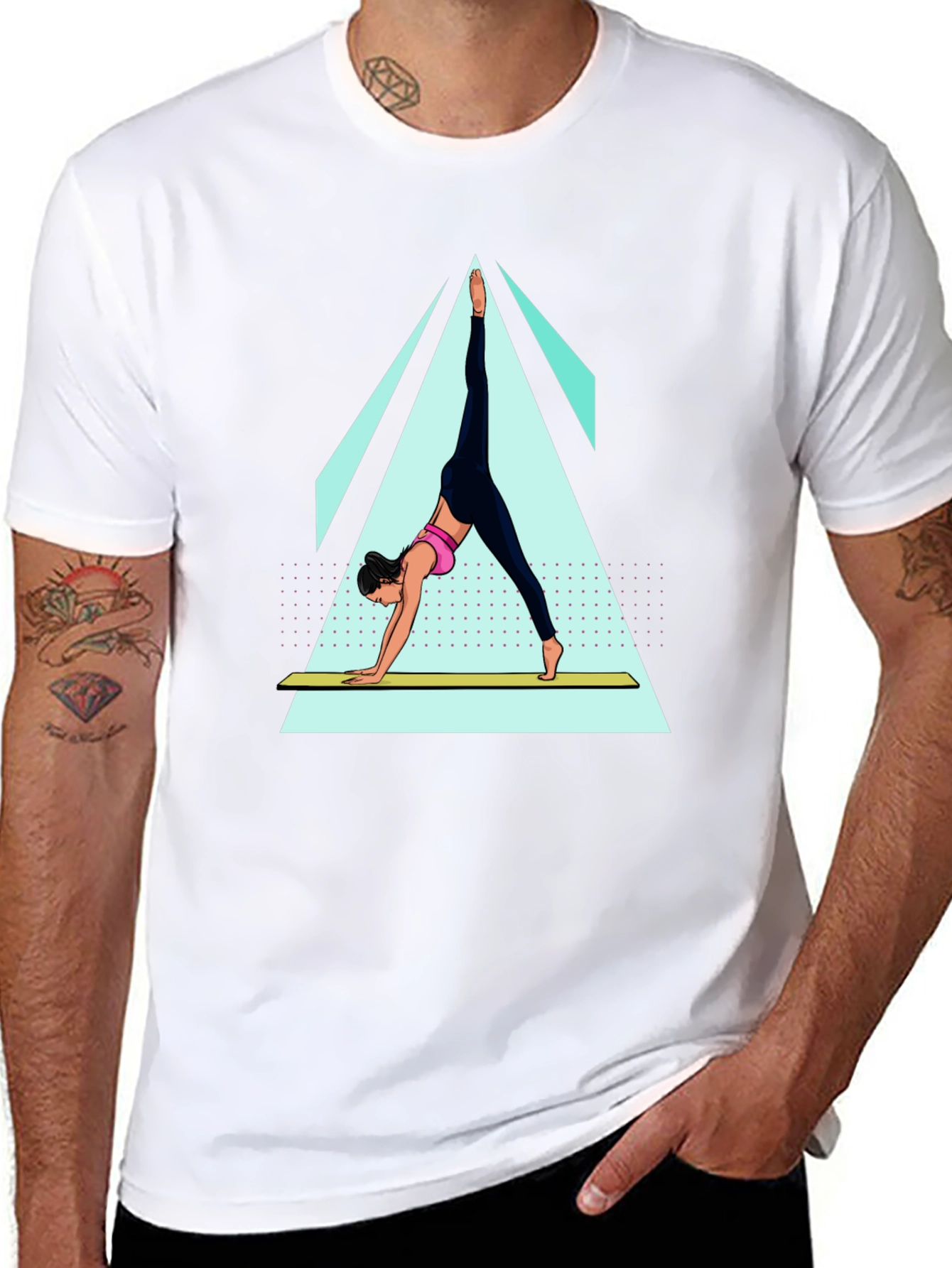 Yoga Pose Graphic Tee - Black Cotton Blend Shirt