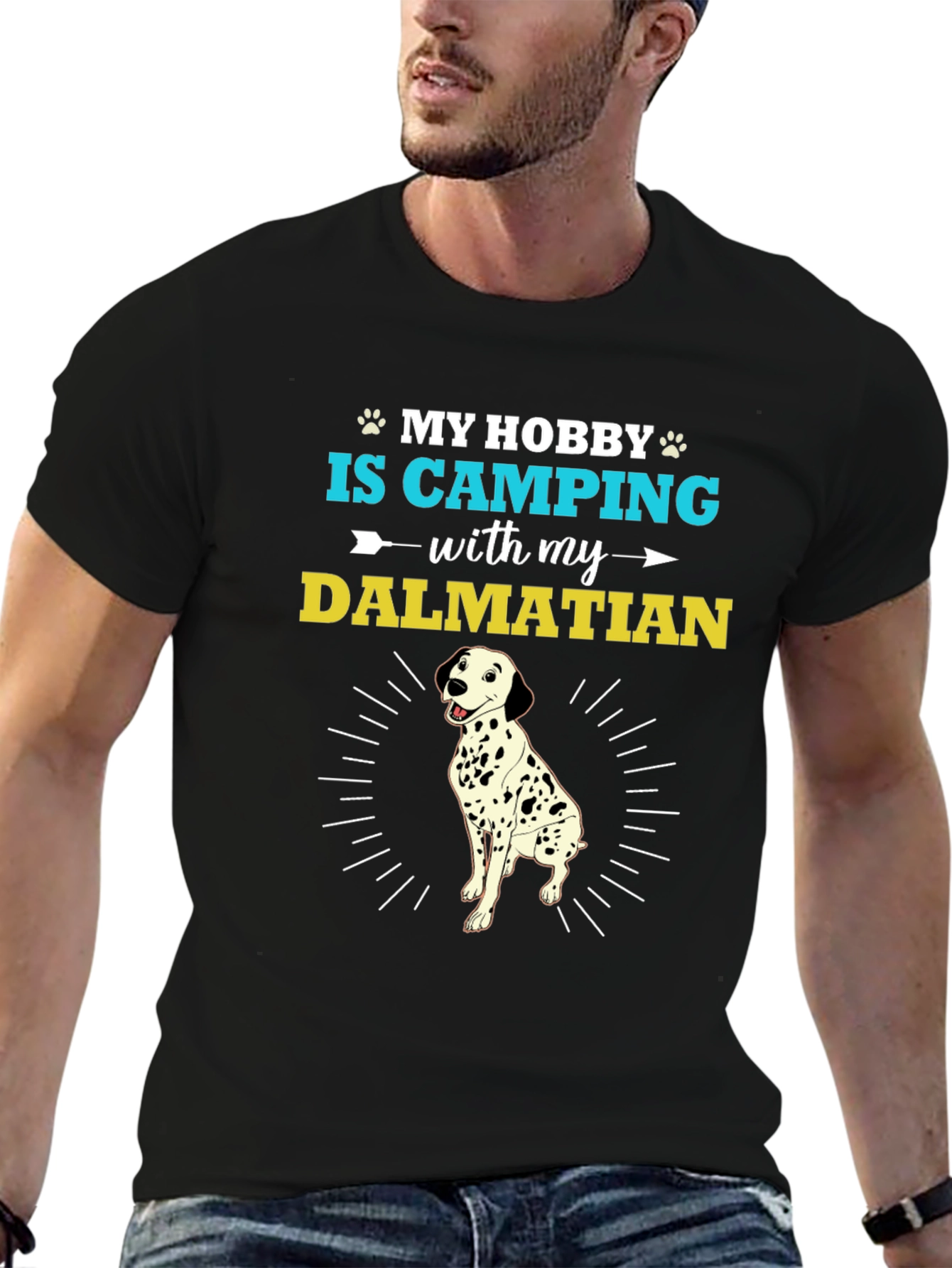 Camping with Dalmatian Graphic T-Shirt