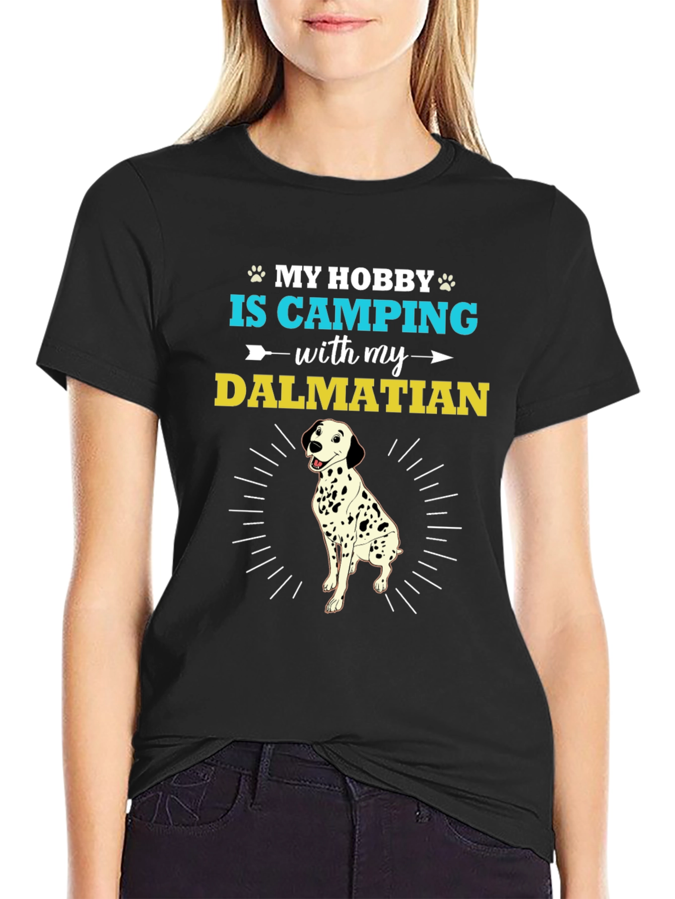 Camping with Dalmatian Graphic T-Shirt