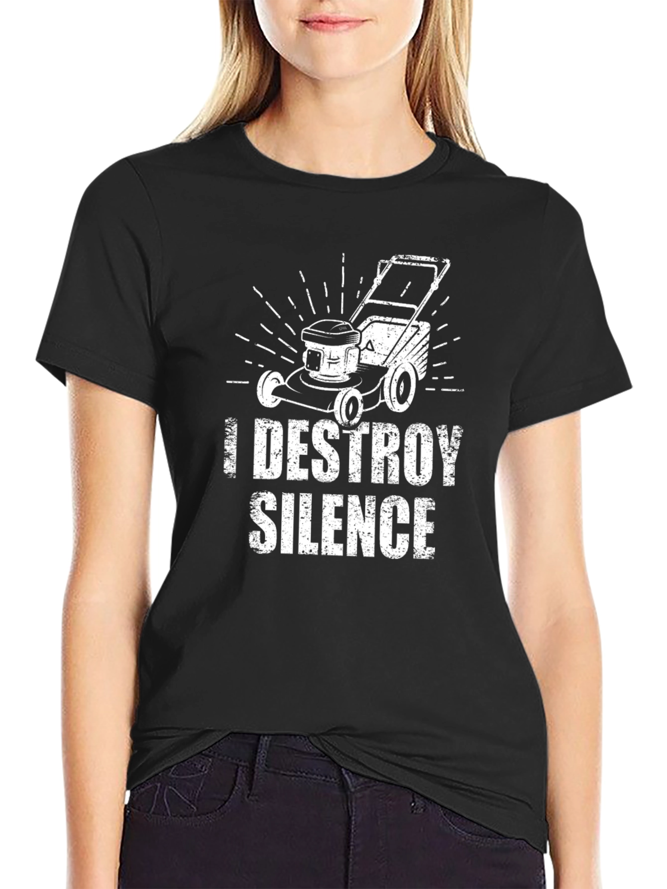 I Destroy Silence T-Shirt Lawn Mower Graphic