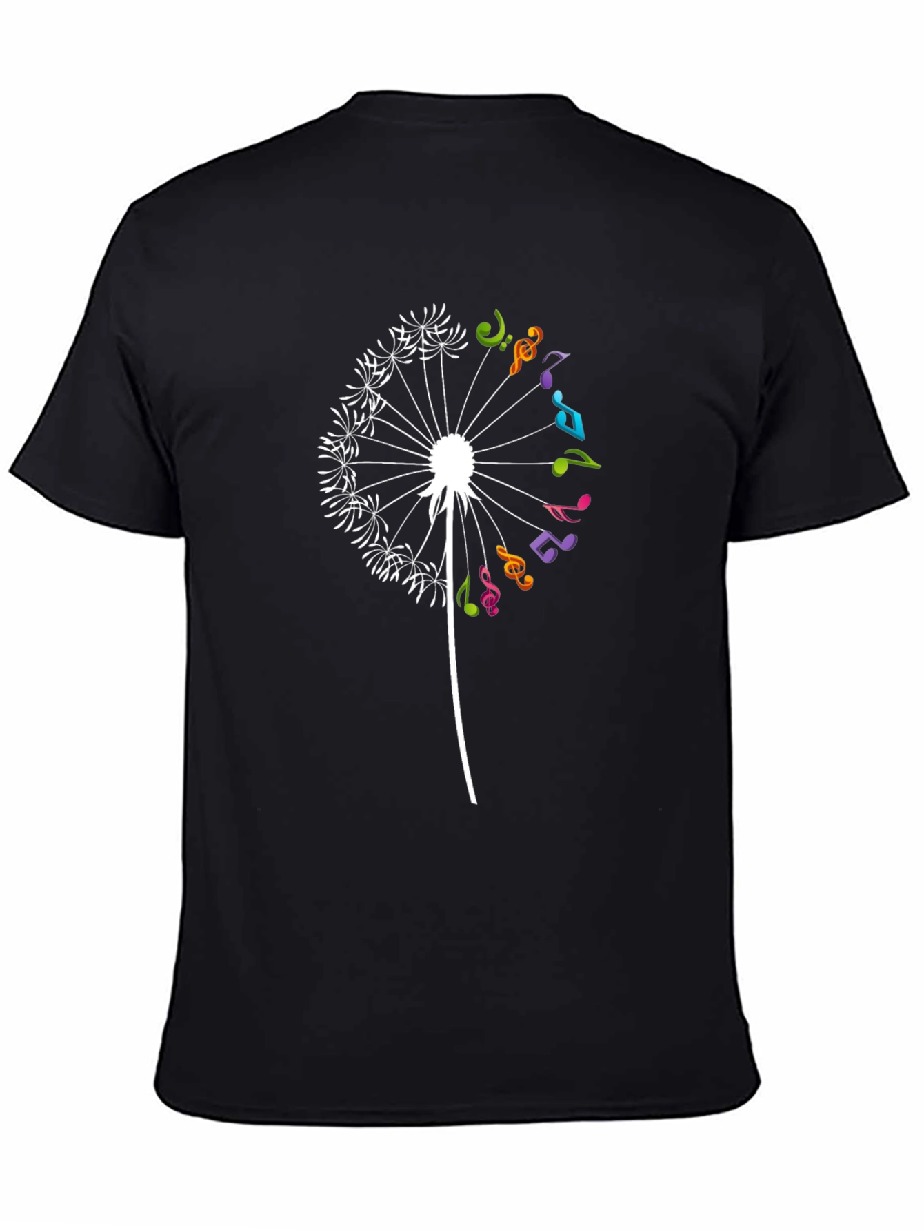 Musical Dandelion Black T-Shirt