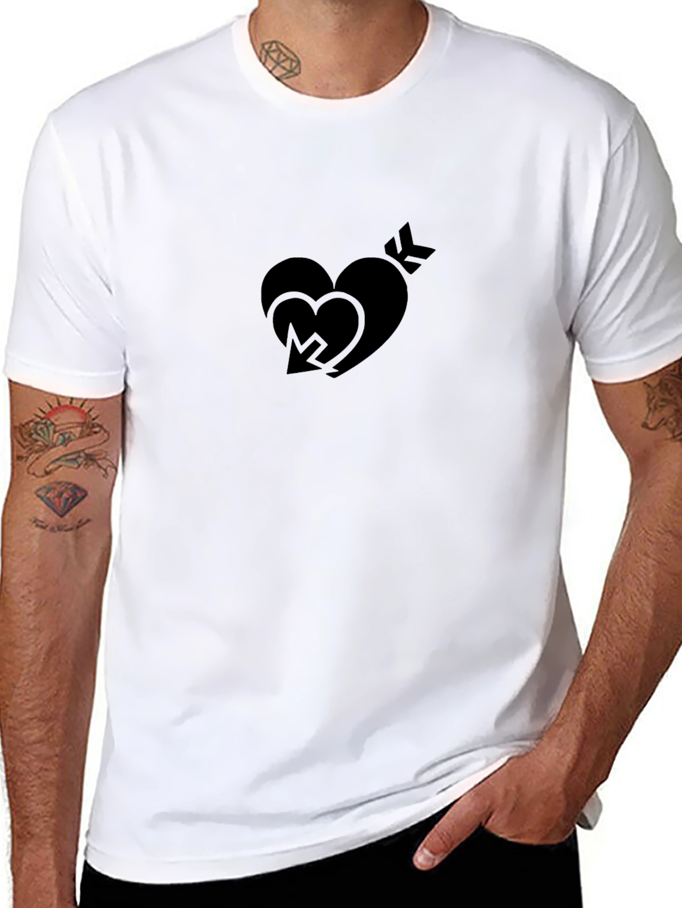 Black Heart Arrow Graphic Tee - Modern Style