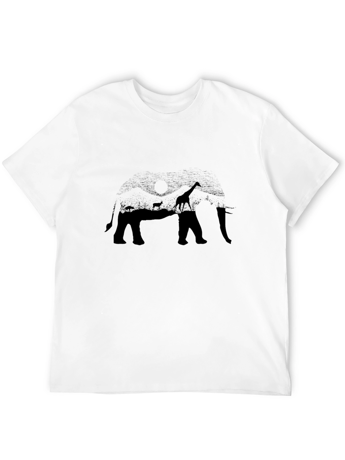 Elephant Safari Print Black T-Shirt
