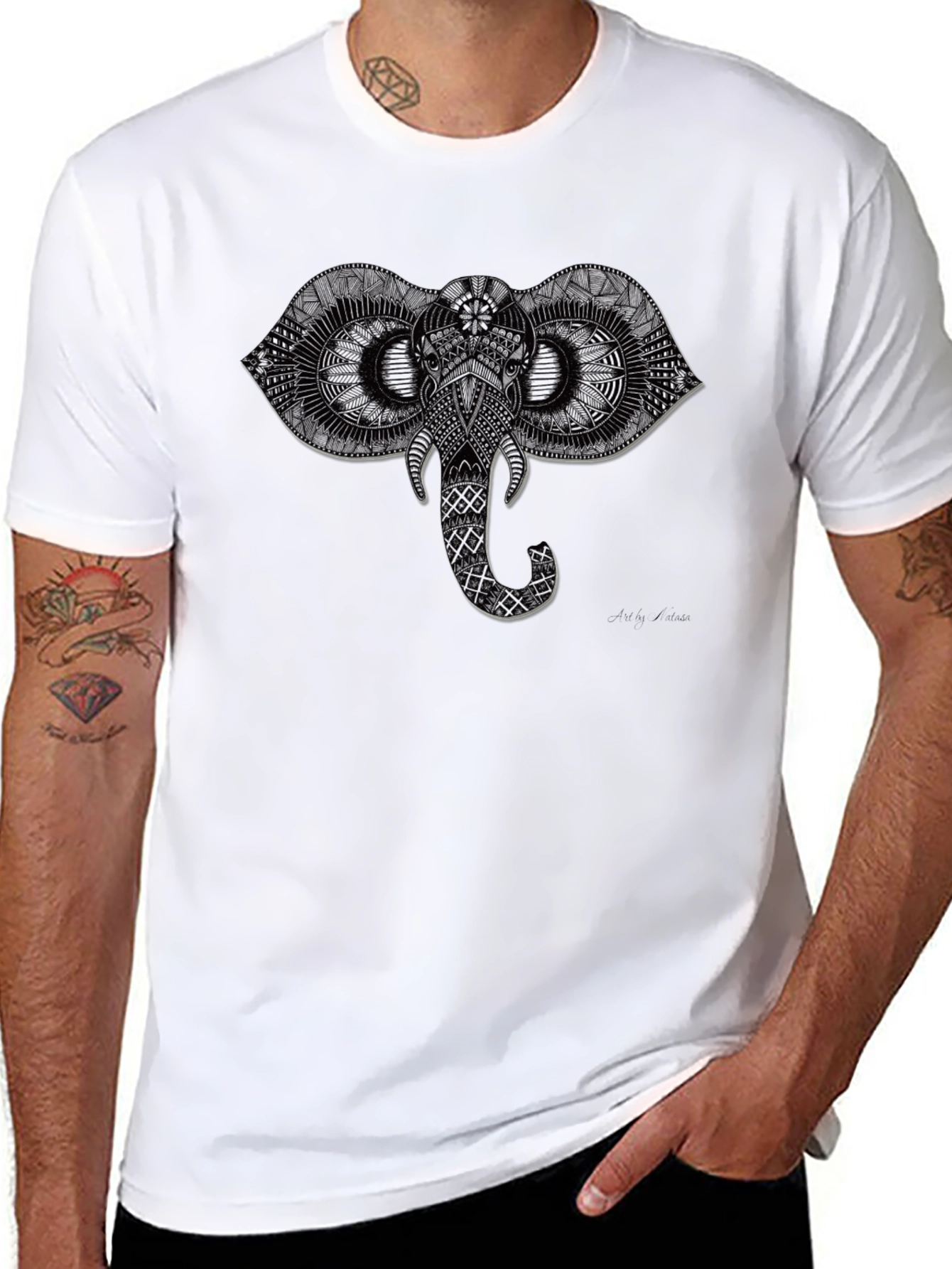 Elephant Graphic Tee - Black Cotton Comfort