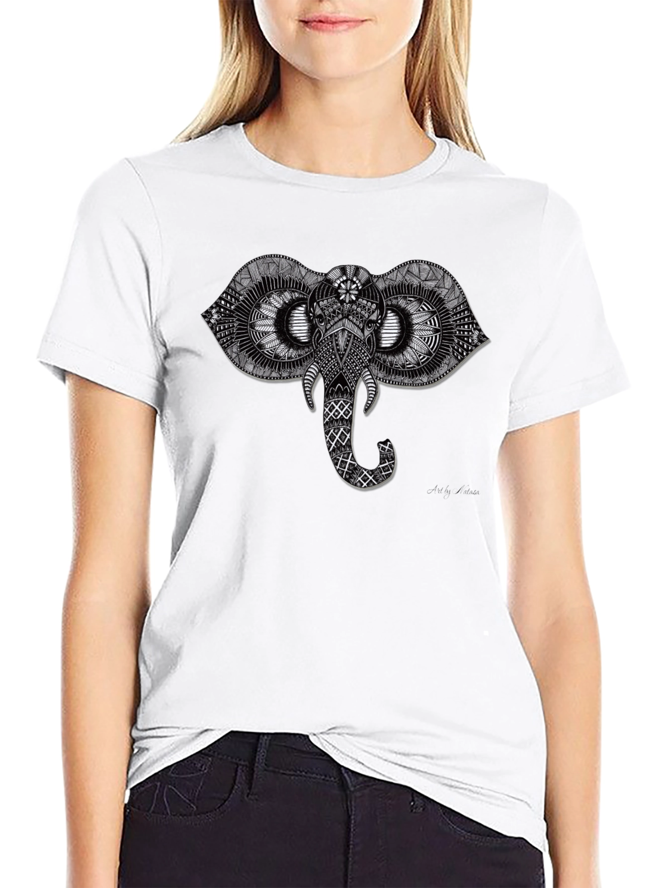 Elephant Graphic Tee - Black Cotton Comfort