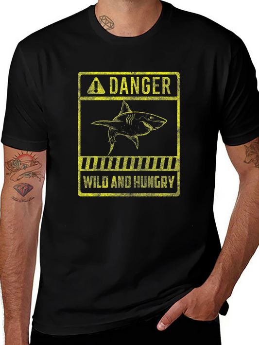 Danger Wild and Hungry Shark Graphic T-Shirt