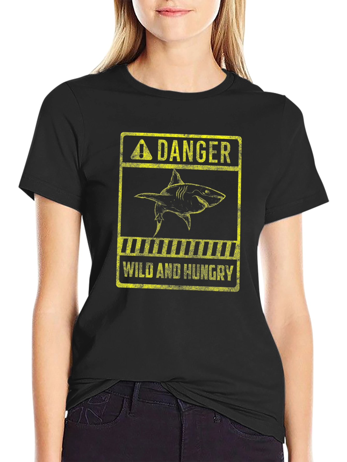 Danger Wild and Hungry Shark Graphic T-Shirt