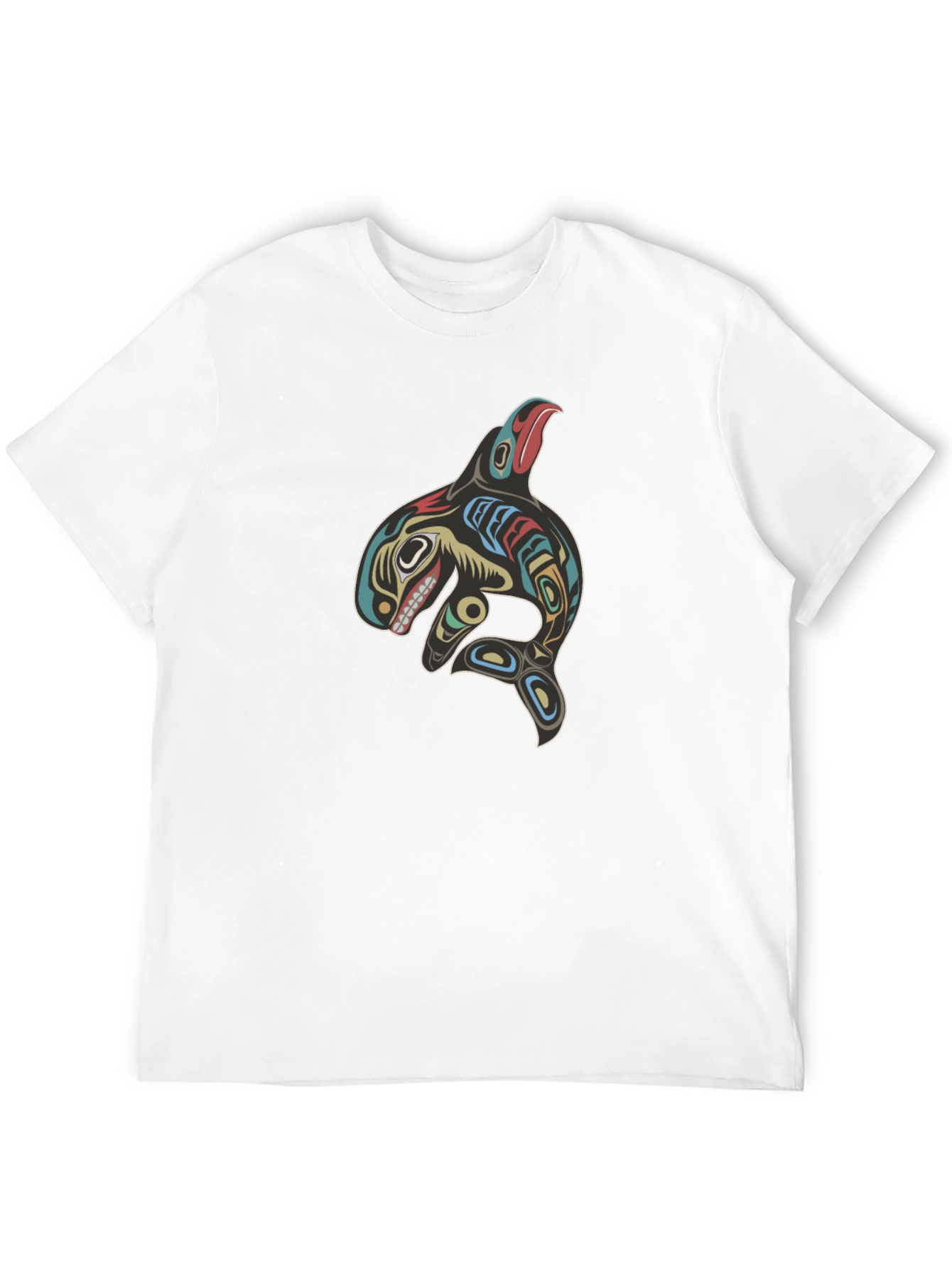 Tribal Orca Whale Graphic Tee - Black