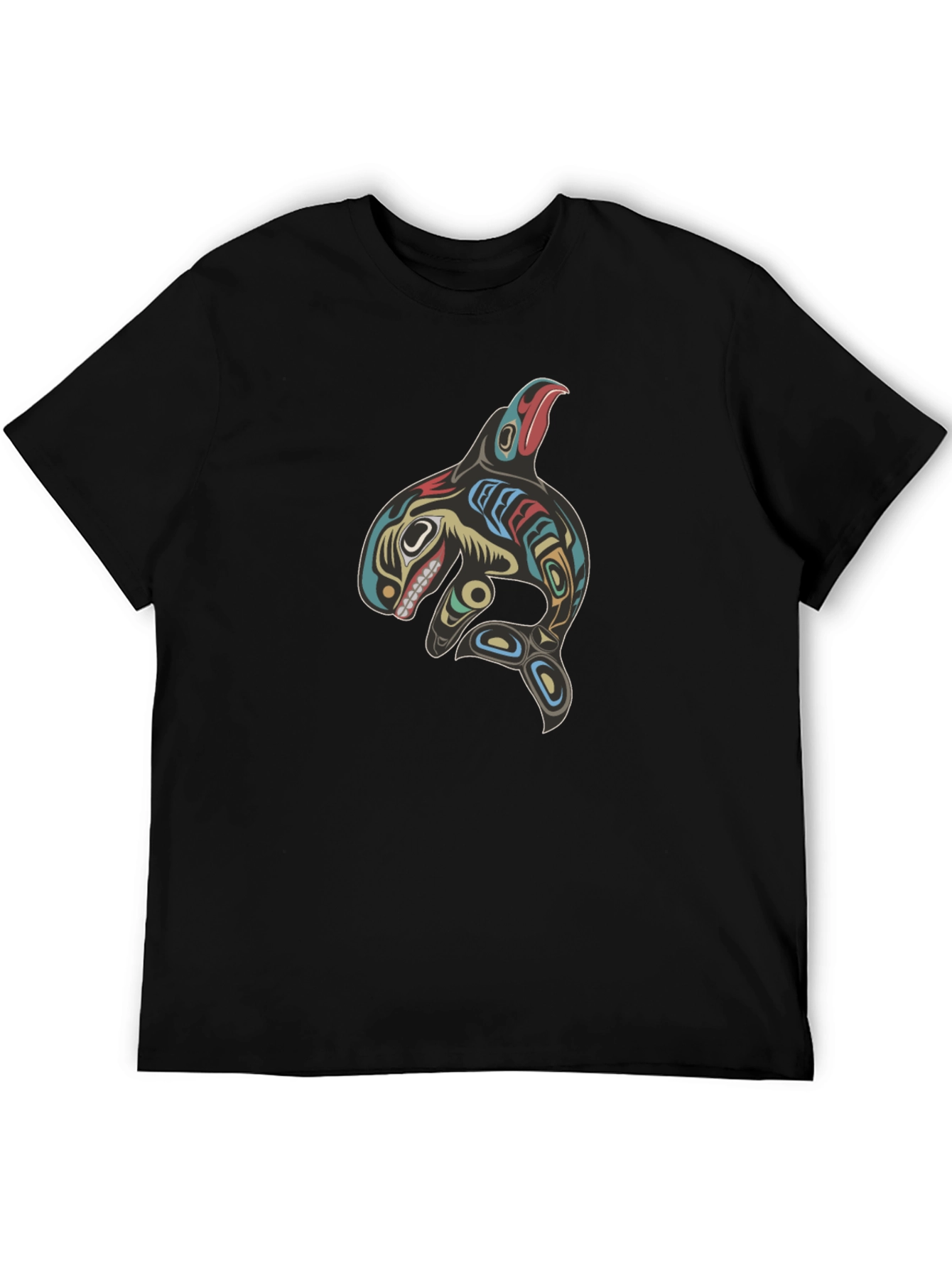 Tribal Orca Whale Graphic Tee - Black