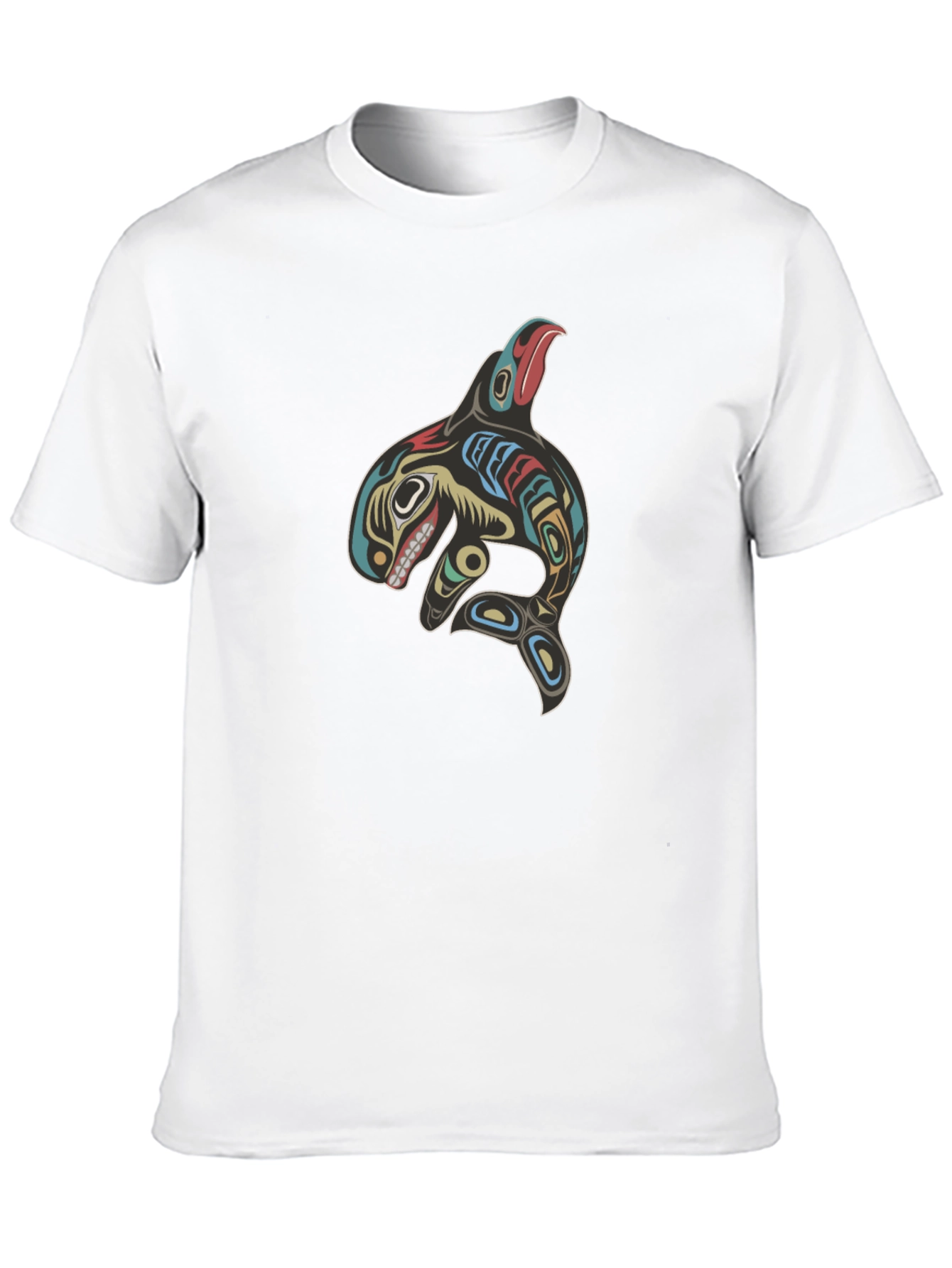 Tribal Orca Whale Graphic Tee - Black